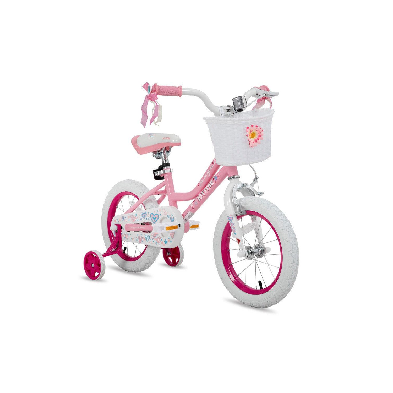 JOYSTAR Angel 18 Inch Girls Bicycle for Ages 5-9 Years | 18" Kids Bike with Handbrake & Training Wheels | Basket Included