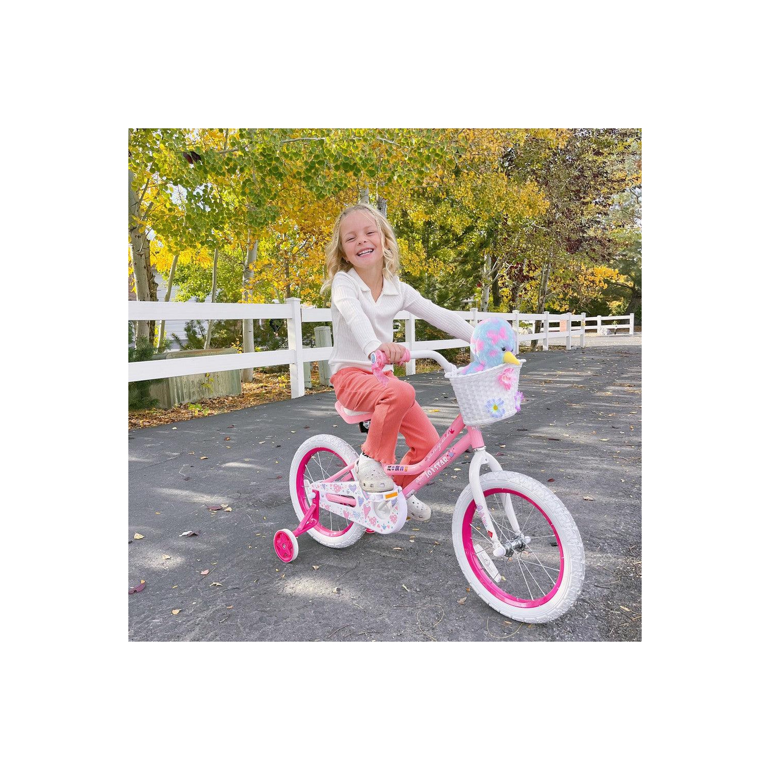 JOYSTAR Angel 18 Inch Girls Bicycle for Ages 5-9 Years | 18" Kids Bike with Handbrake & Training Wheels | Basket Included