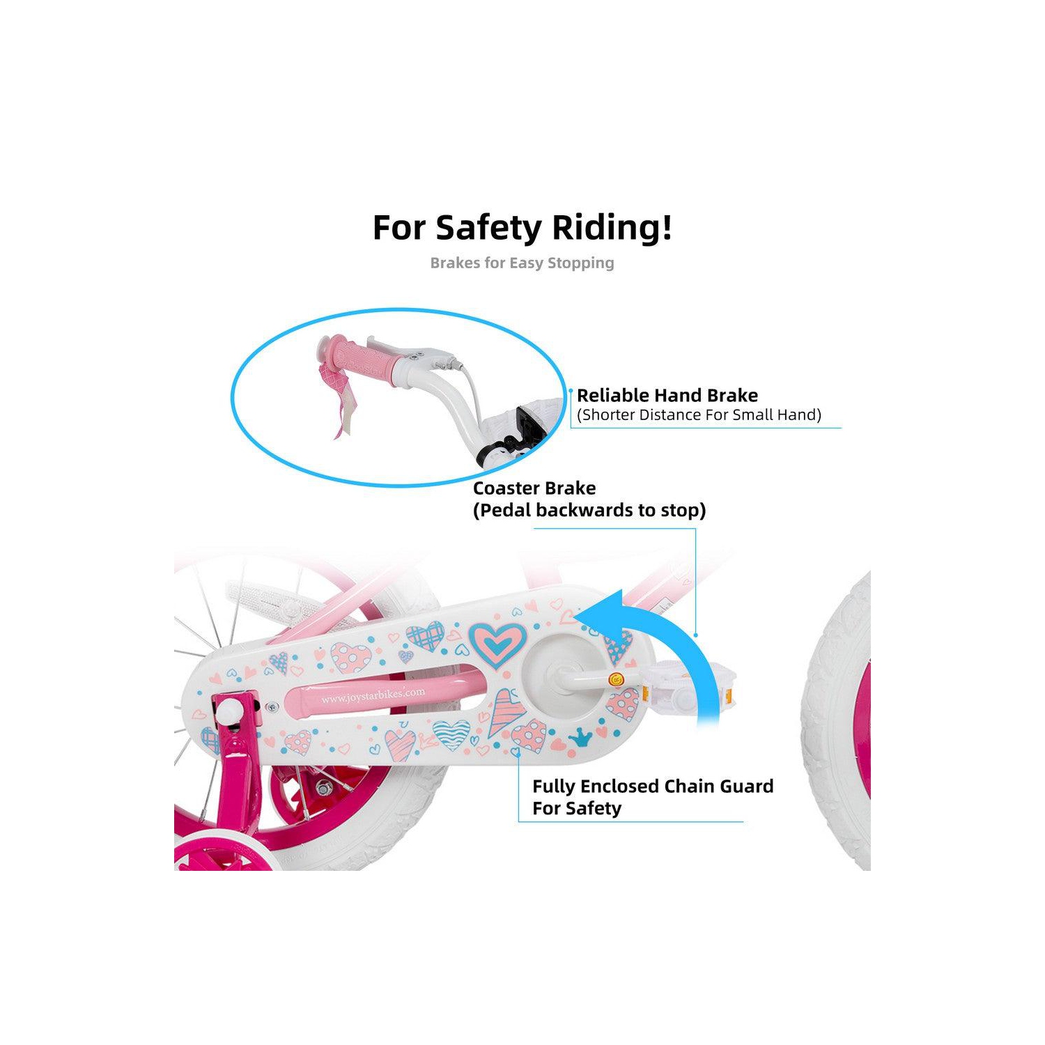 JOYSTAR Angel 18 Inch Girls Bicycle for Ages 5-9 Years | 18" Kids Bike with Handbrake & Training Wheels | Basket Included
