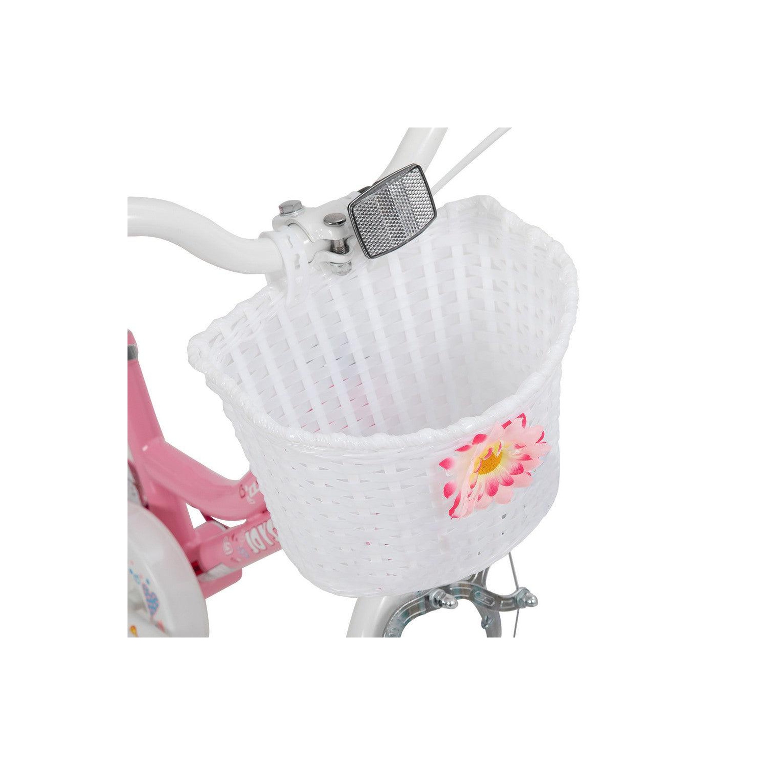 JOYSTAR Angel 18 Inch Girls Bicycle for Ages 5-9 Years | 18" Kids Bike with Handbrake & Training Wheels | Basket Included