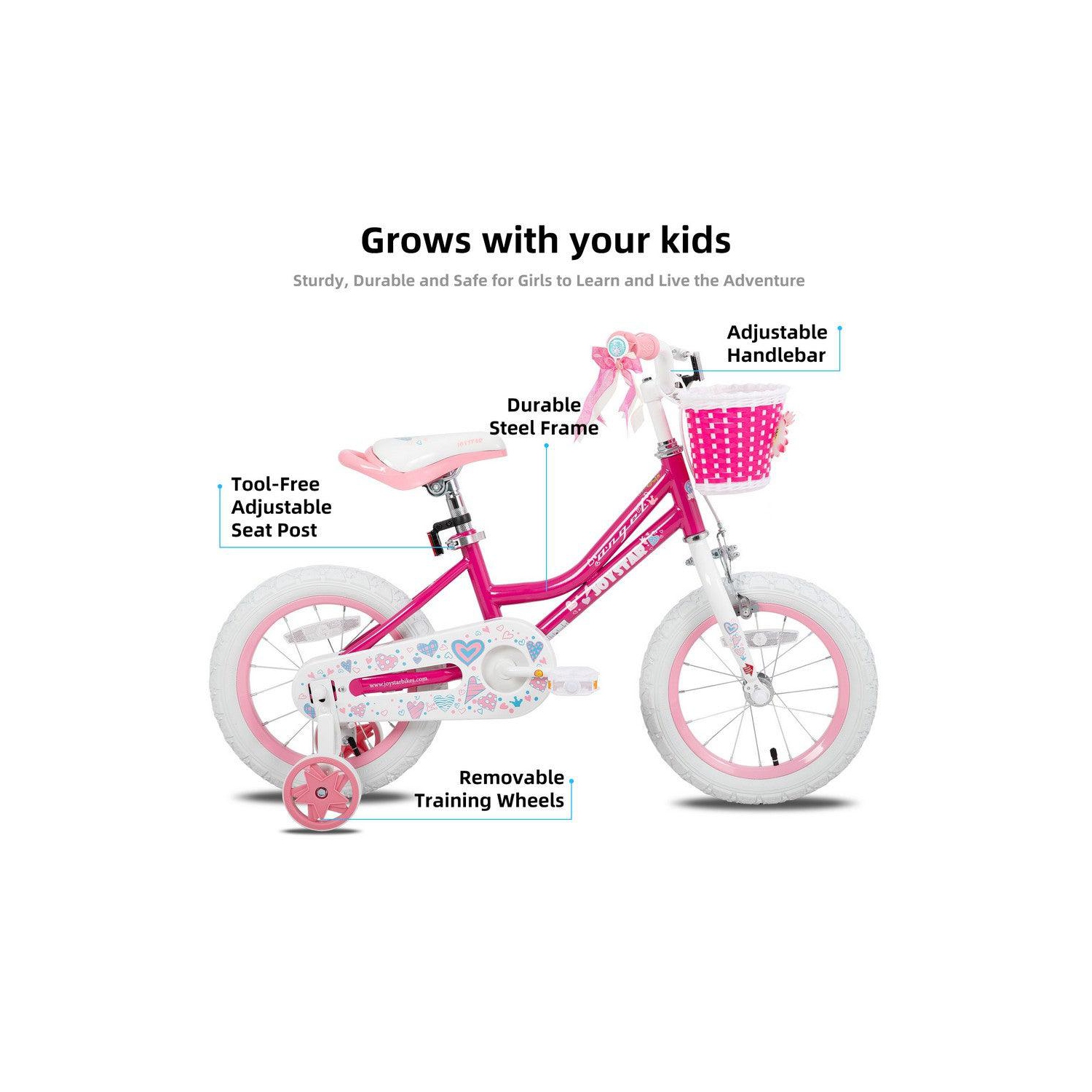 JOYSTAR Angel 12 Inch Girls Bicycle for Ages 2-4 Years | Toddler Bike with Training Wheels & Basket | 12" Kids Bike