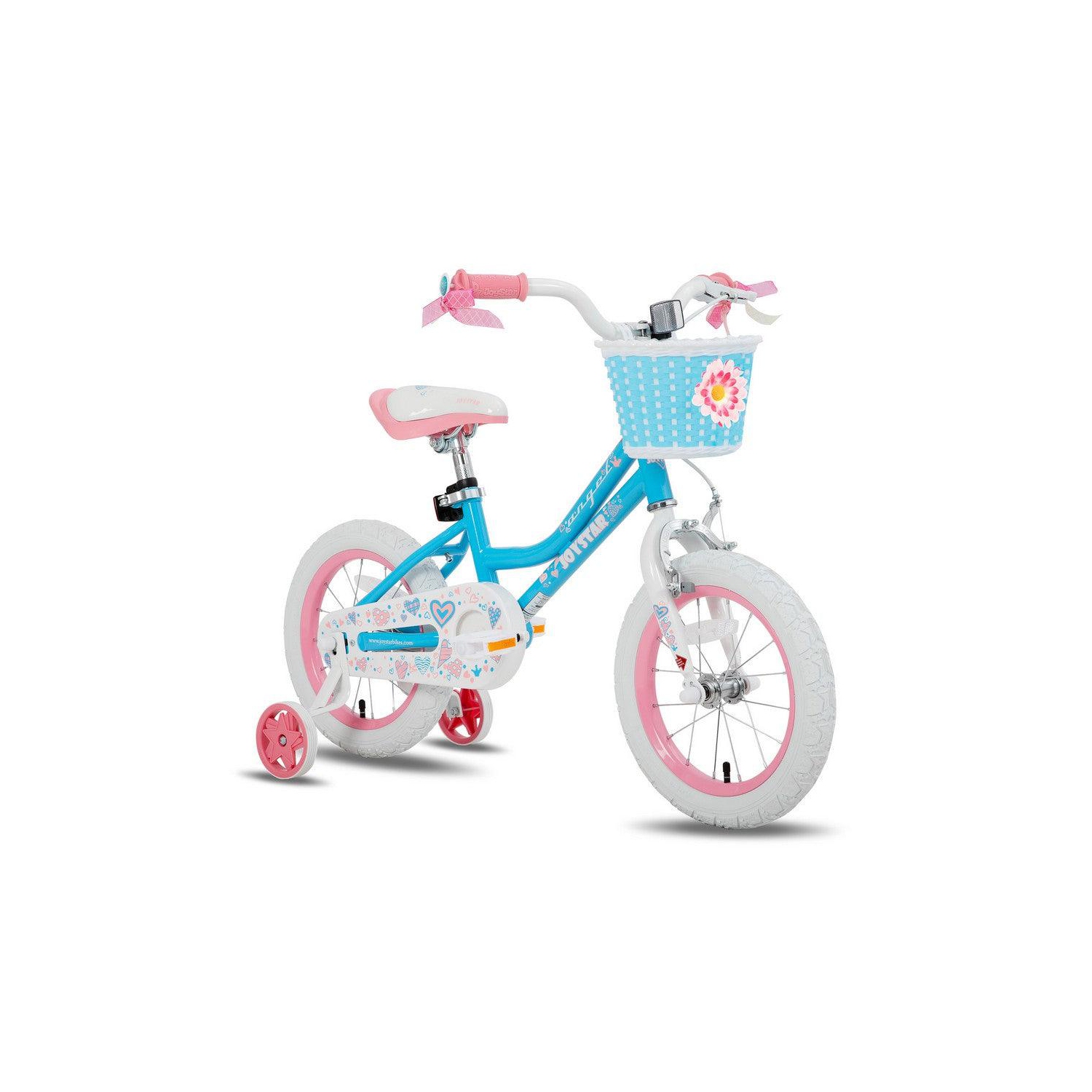 JOYSTAR Angel 18 Inch Girls Bicycle for Ages 5-9 Years | 18" Kids Bike with Handbrake & Training Wheels | Basket Included