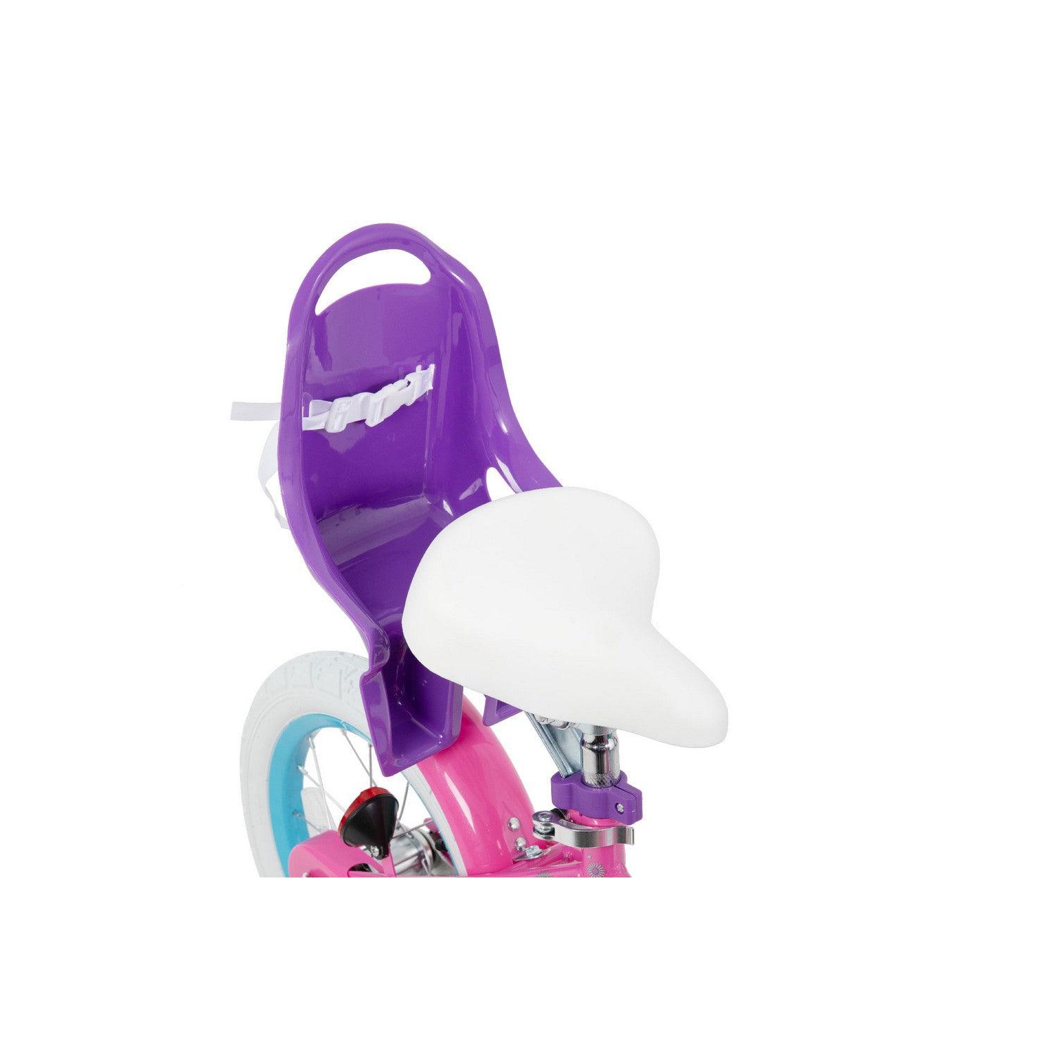 JOYSTAR Little Daisy 14 Inch Toddler Bicycle with Training Wheels, Doll Seat, Basket, Streamers, Princess Ride for Girls 3-5 Years, Fuchsia