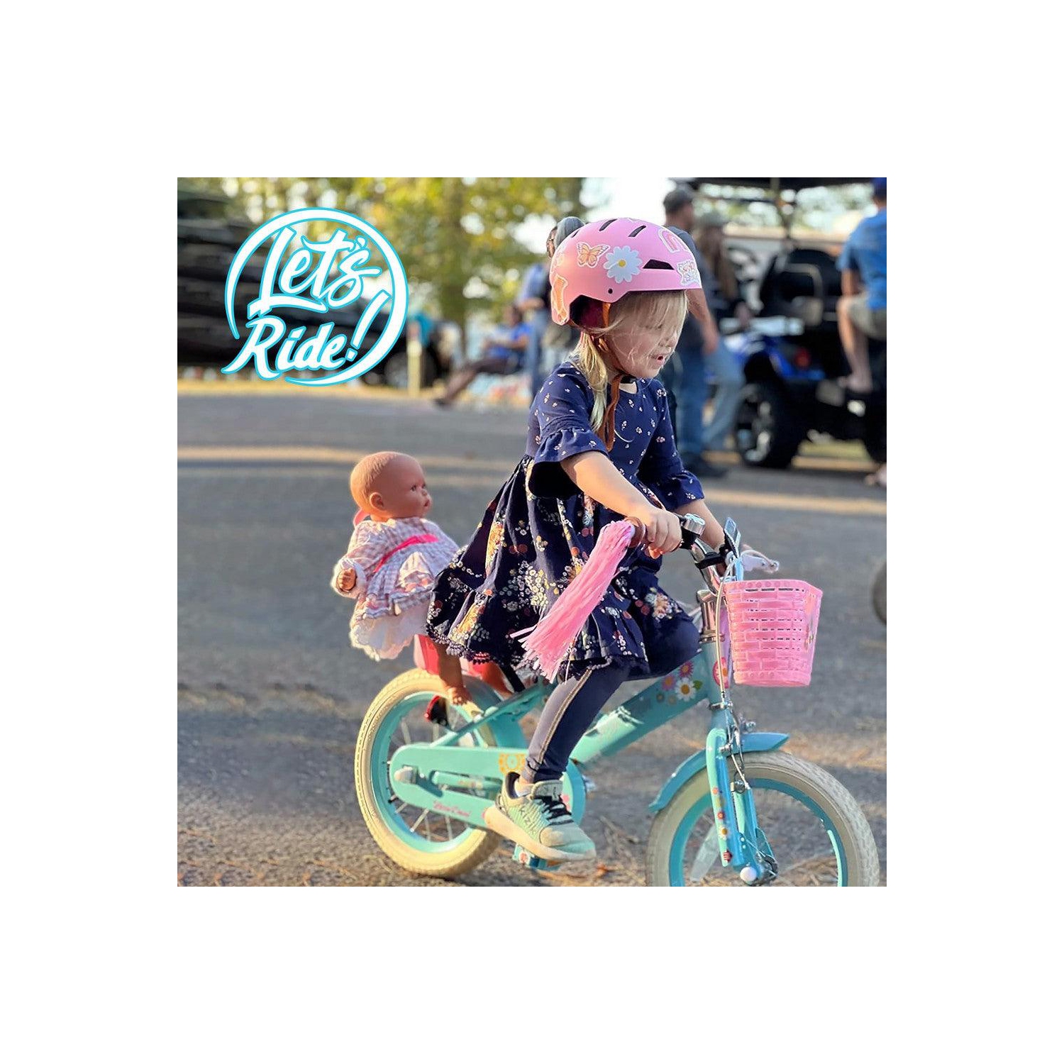 JOYSTAR Little Daisy 16 Inch Toddler Bicycle with Training Wheels, Doll Seat, Basket, Streamers, Princess Look for Girls 4-7 Years, Blue
