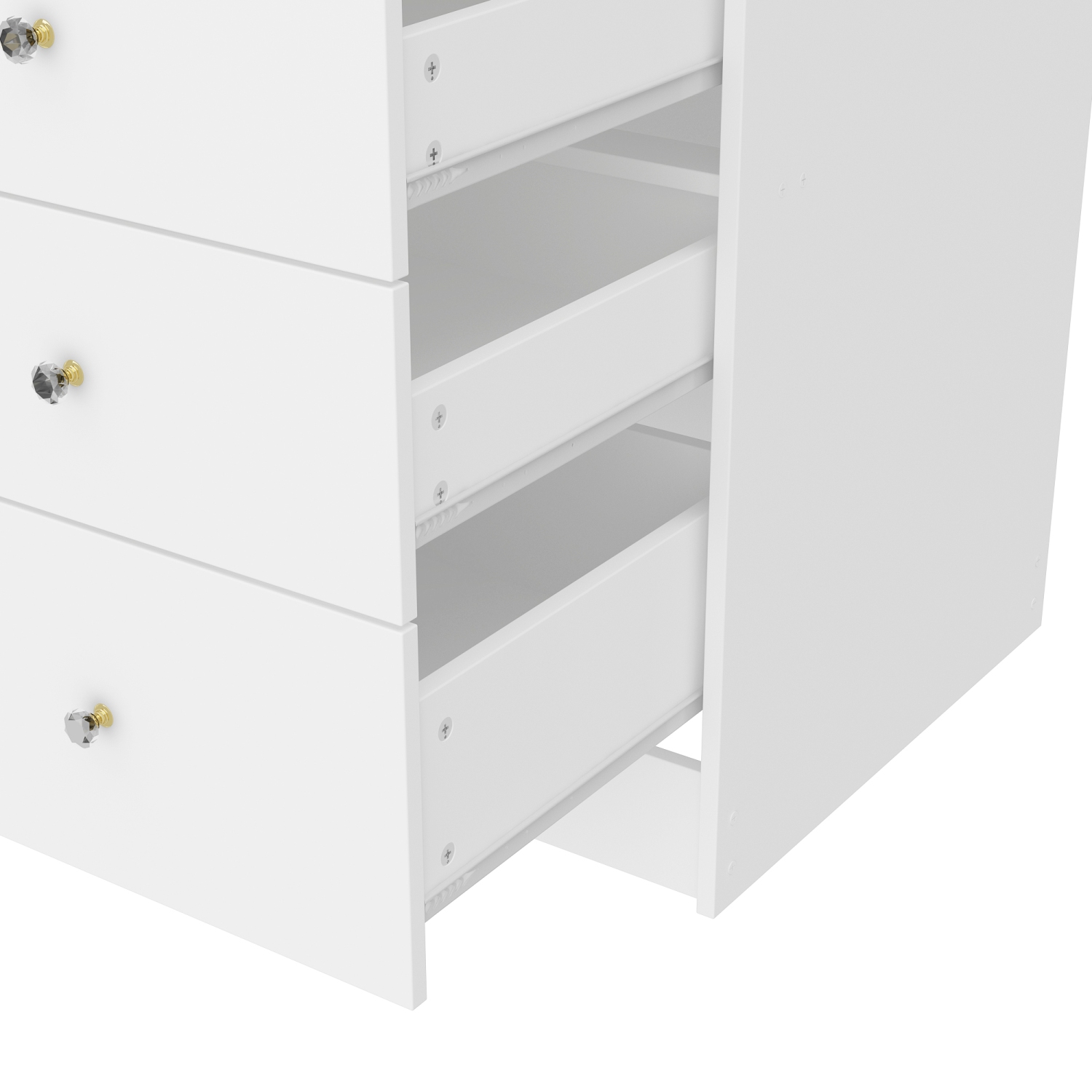 Homsee – Table à langer à 5 tiroirs avec tablettes de rangement, tabouret rembourré inclus, modèle compact pour chambre à coucher, blanc