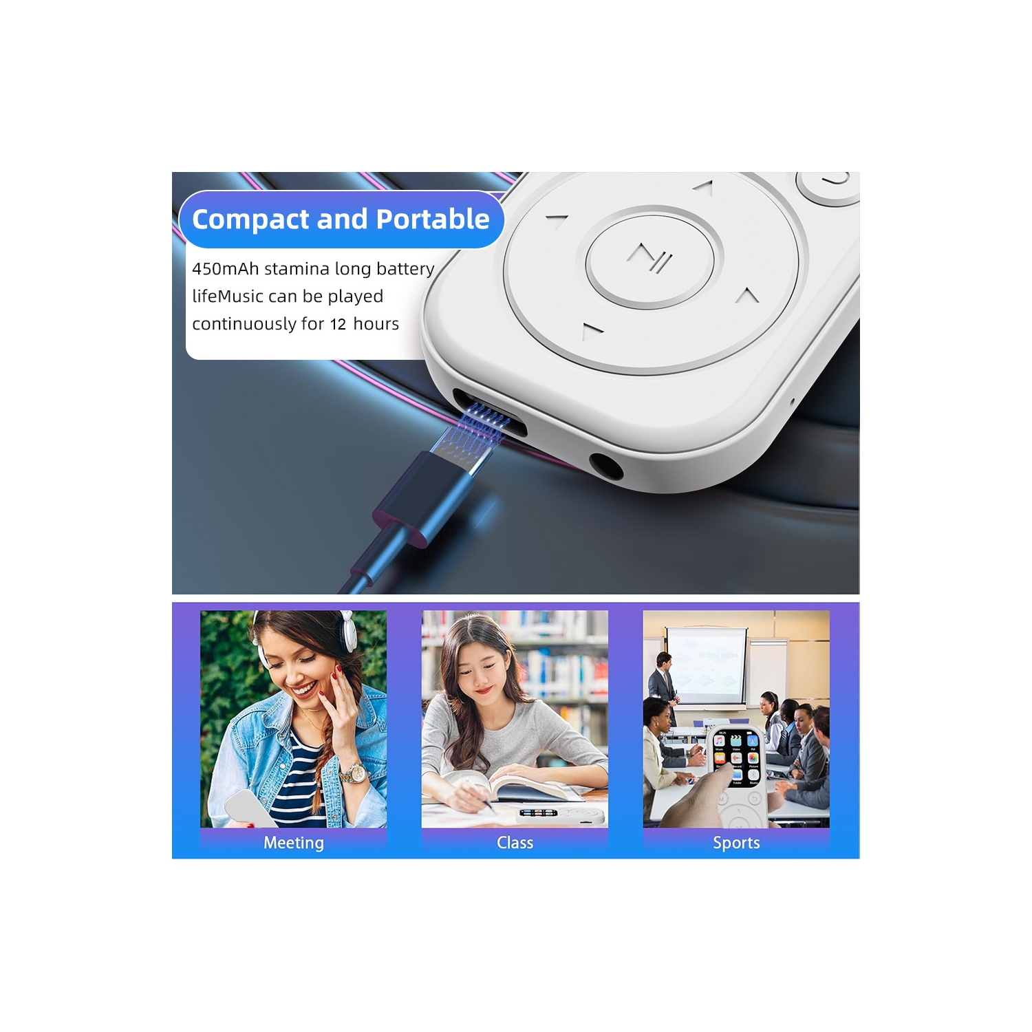 Bluetooth MP3 Lossless Music Player FM Radio Recorder Sport MP3 Player（64GB)