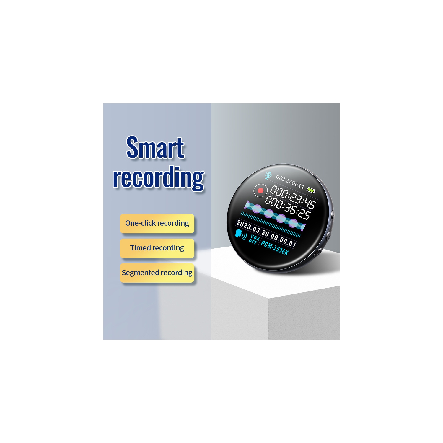 Enregistreur vocal numérique 64&nbsp;Go Mini lecteur MP3 à commande sonore, dictaphone portatif à suppression du bruit