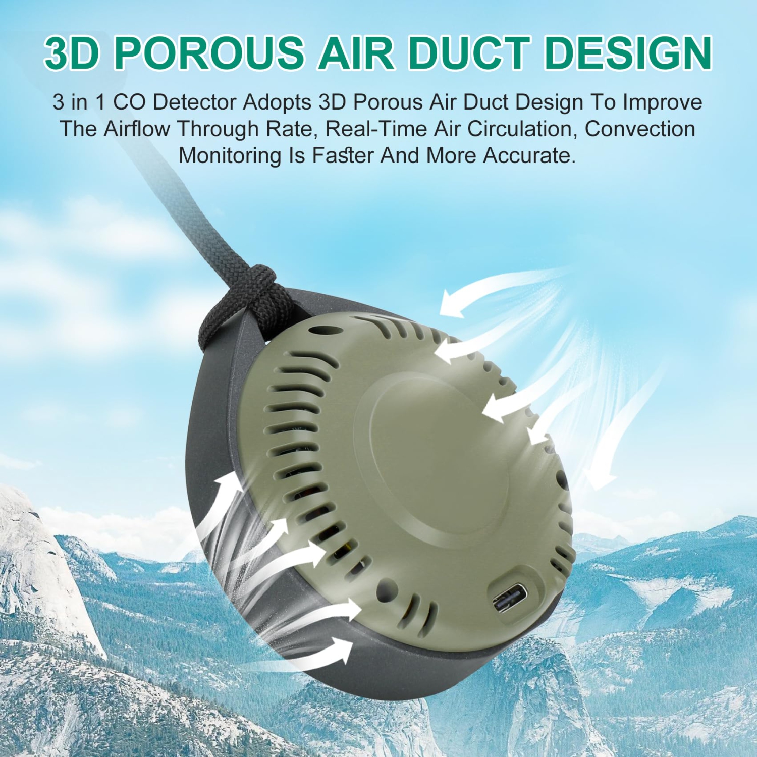 Détecteurs portatifs de monoxyde de carbone pour les voyages, mini moniteur 3-en-1 de monoxyde de carbone avec succion, moniteur de monoxyde de