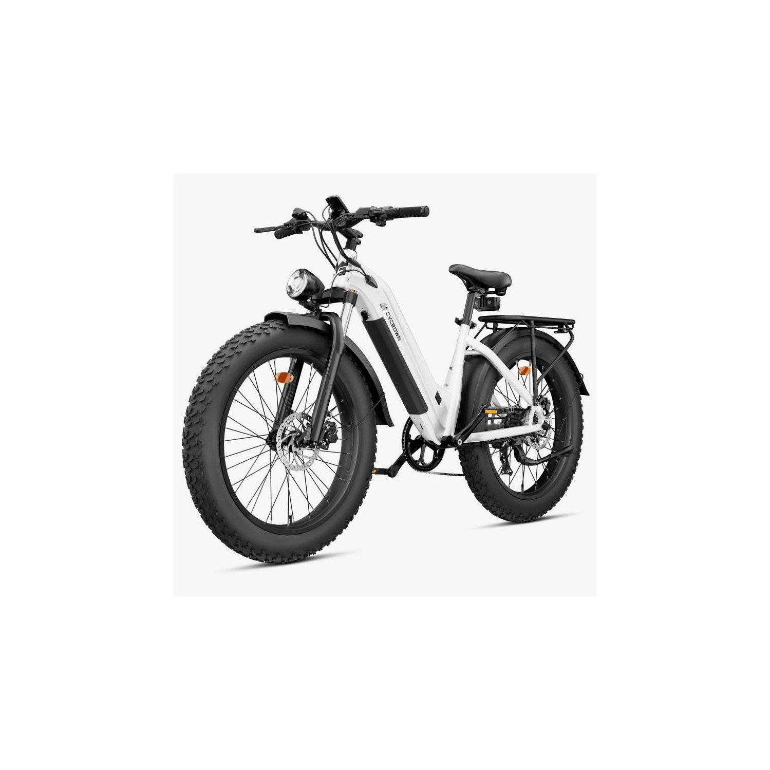 Vélo électrique CycVerve de CYCROWN pour adultes avec porte-bagages et garde-boue - Blanc alpin