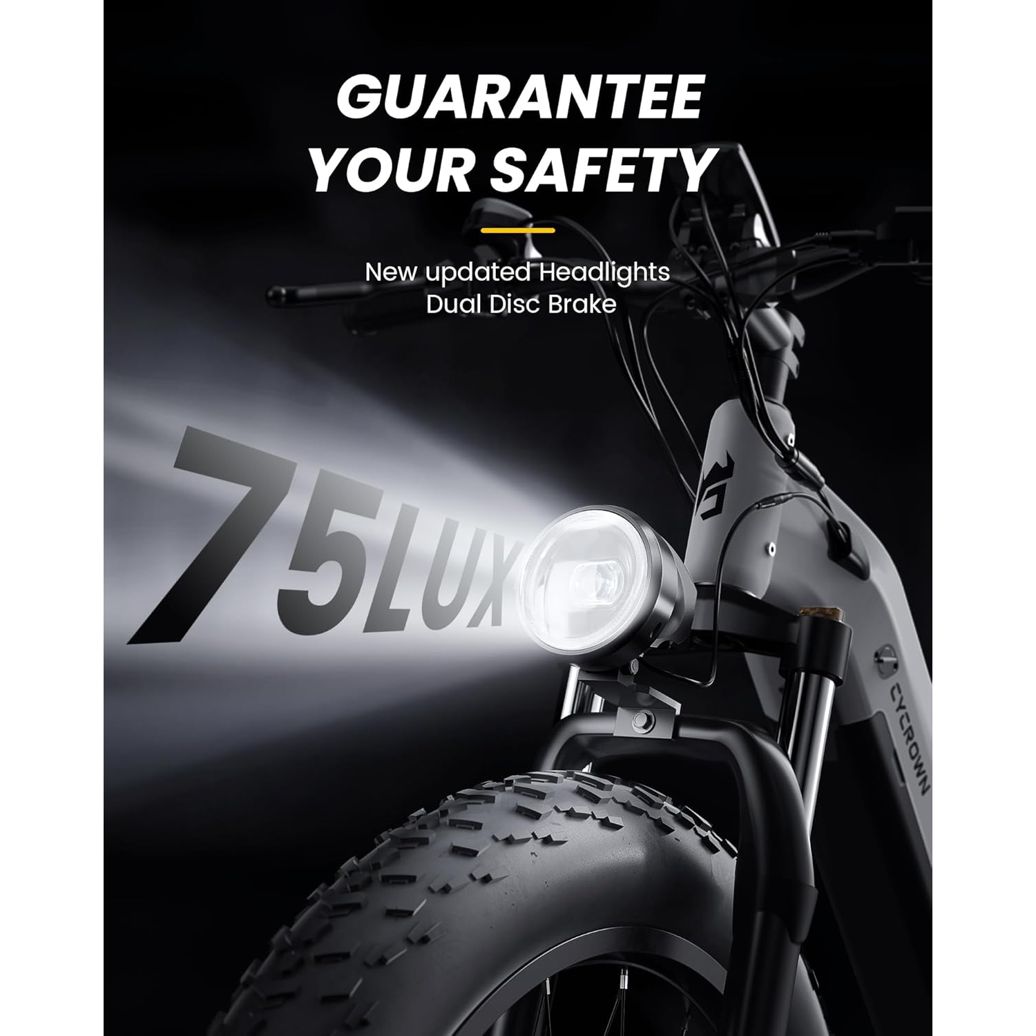 Vélo électrique CycVerve de CYCROWN pour adultes avec porte-bagages et garde-boue - Blanc alpin