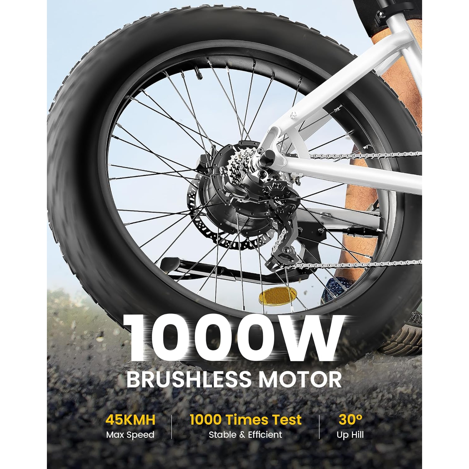 CYCROWN CycVerve Electric Bike for Adults With Racks & Fenders(1000W Motor/120KM Range/45KM/H Top Speed/ 26" x 4.0 Fat Tires) - Deep Gray