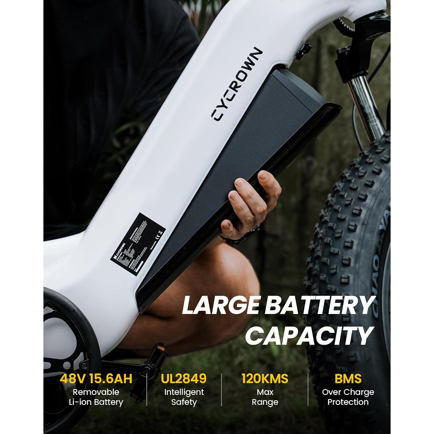 CYCROWN CycVerve Electric Bike for Adults With Racks & Fenders(1000W Motor/120KM Range/45KM/H Top Speed/ 26" x 4.0 Fat Tires) - Deep Gray