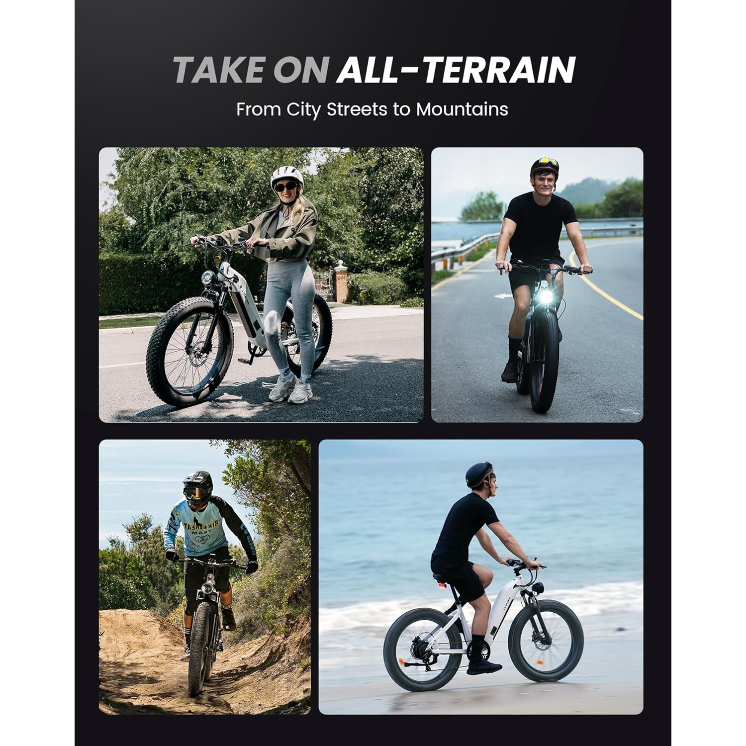 CYCROWN CycVerve Electric Bike for Adults With Racks & Fenders(1000W Motor/120KM Range/45KM/H Top Speed/ 26" x 4.0 Fat Tires) - Deep Gray