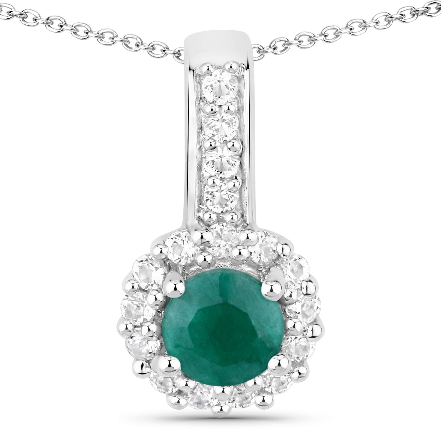 1.81&nbsp;carat – Ensemble de bijoux en argent sterling, émeraude teint et topaze blanche, .925