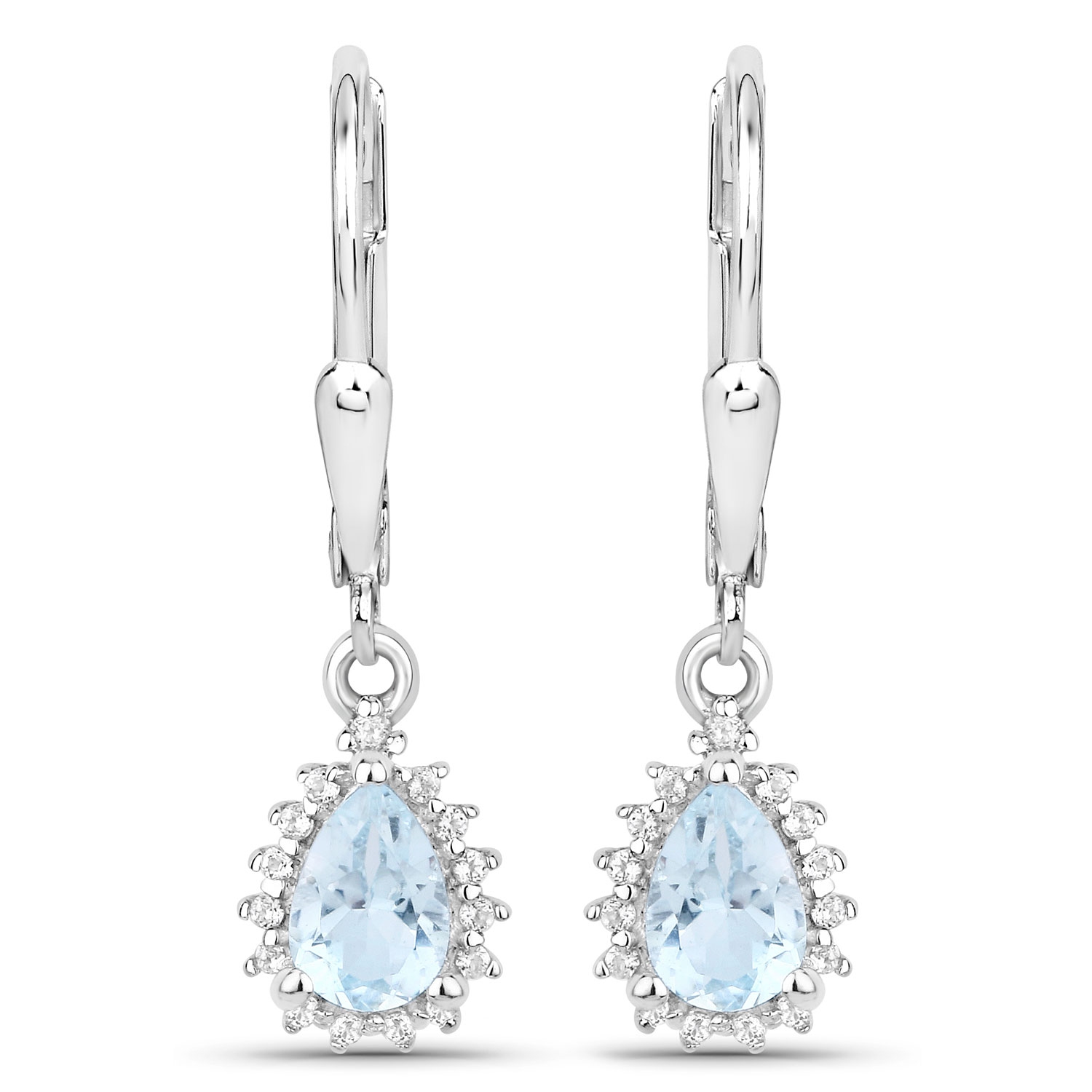 2.00&nbsp;carat – Ensemble de bijoux .925 en argent sterling, topaze bleue véritable et topaze blanche