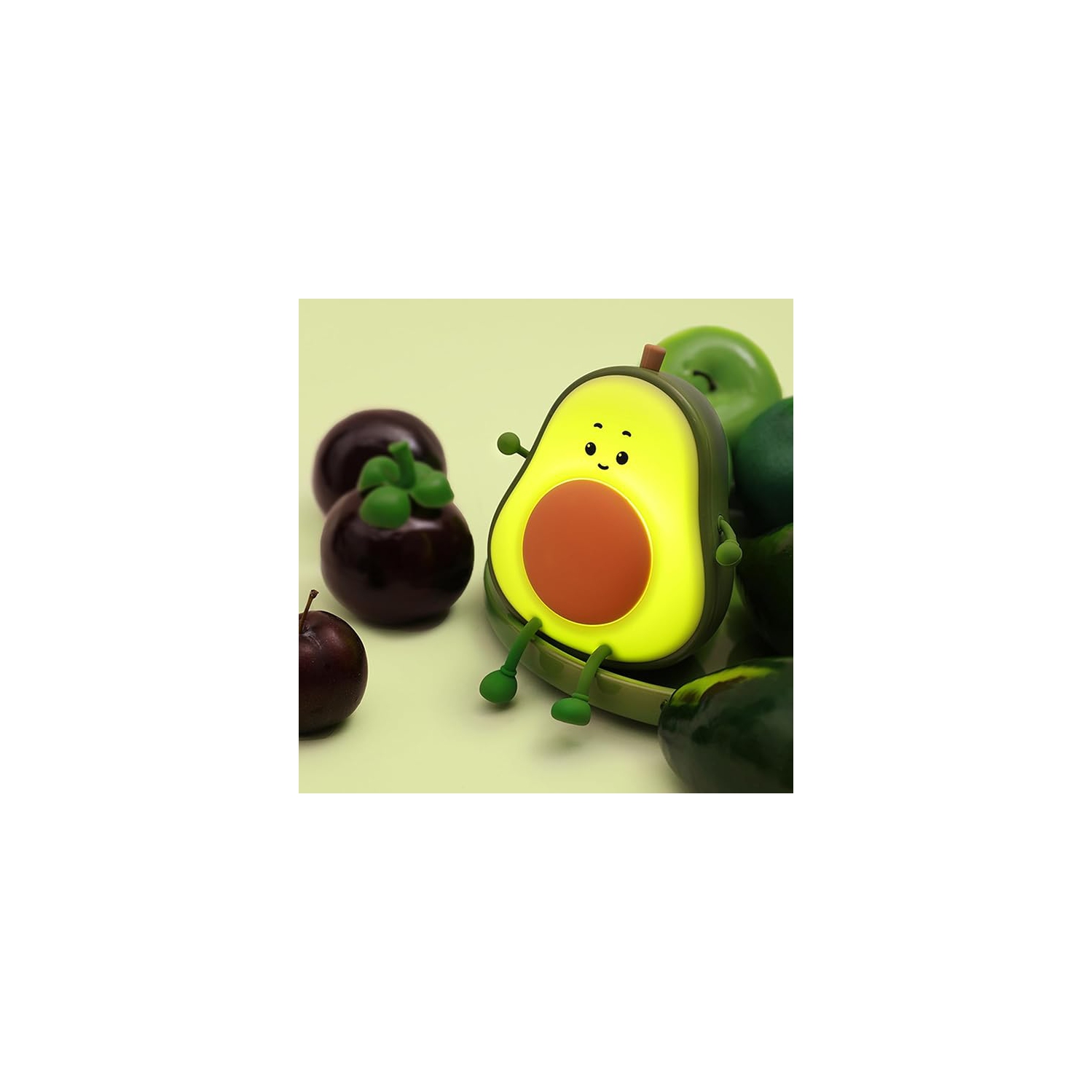 Veilleuse avocat, lampe de nuit fruit pour chambre d'enfant, lampes rechargeables USB à 3 niveaux de luminosité, veilleuse temporisée pour chambre de