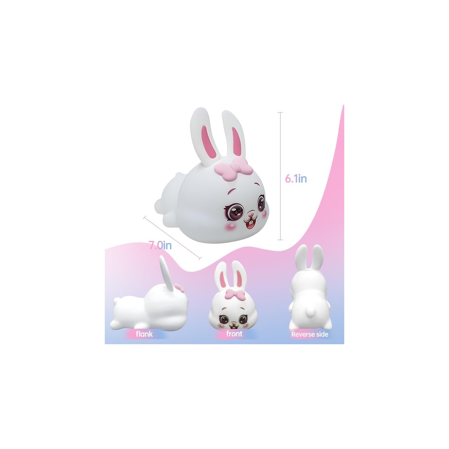 Veilleuse lapin pour enfants, veilleuse LED de 7 couleurs pour chambre à coucher, lampe de nuit adorable pour chambre de bébé lapin pour filles