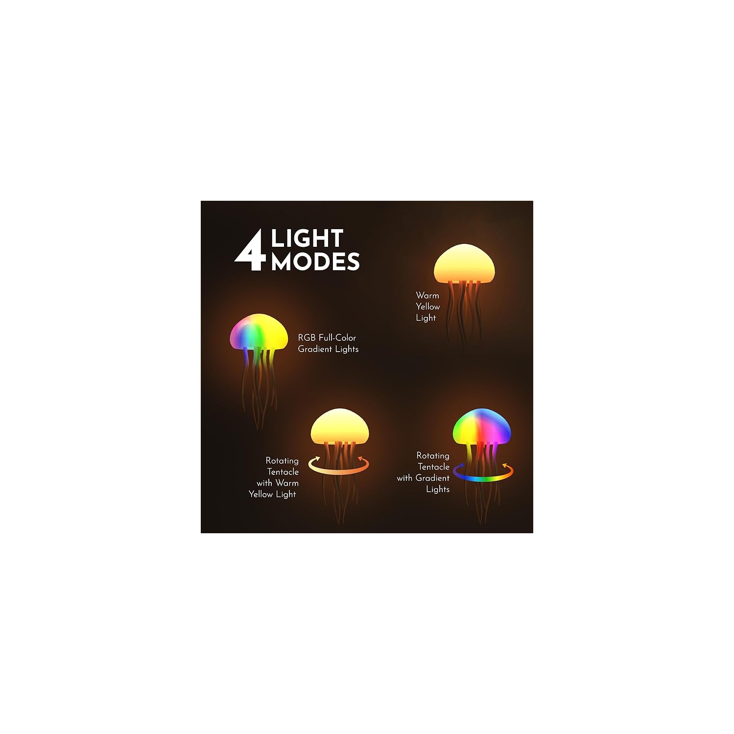 Lampe flottante méduse - Lampe de table de chevet Flying Jellyfish à commande vocale - LED à suspendre avec capteur tactile rechargeable