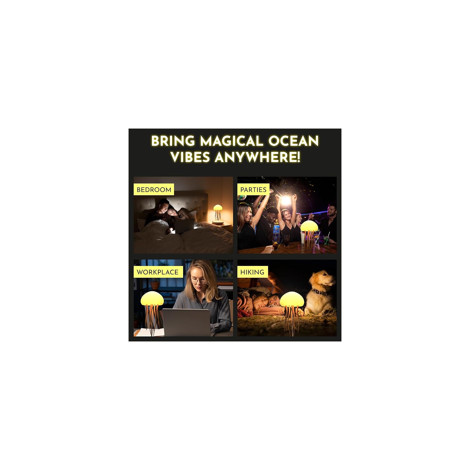 Lampe flottante méduse - Lampe de table de chevet Flying Jellyfish à commande vocale - LED à suspendre avec capteur tactile rechargeable