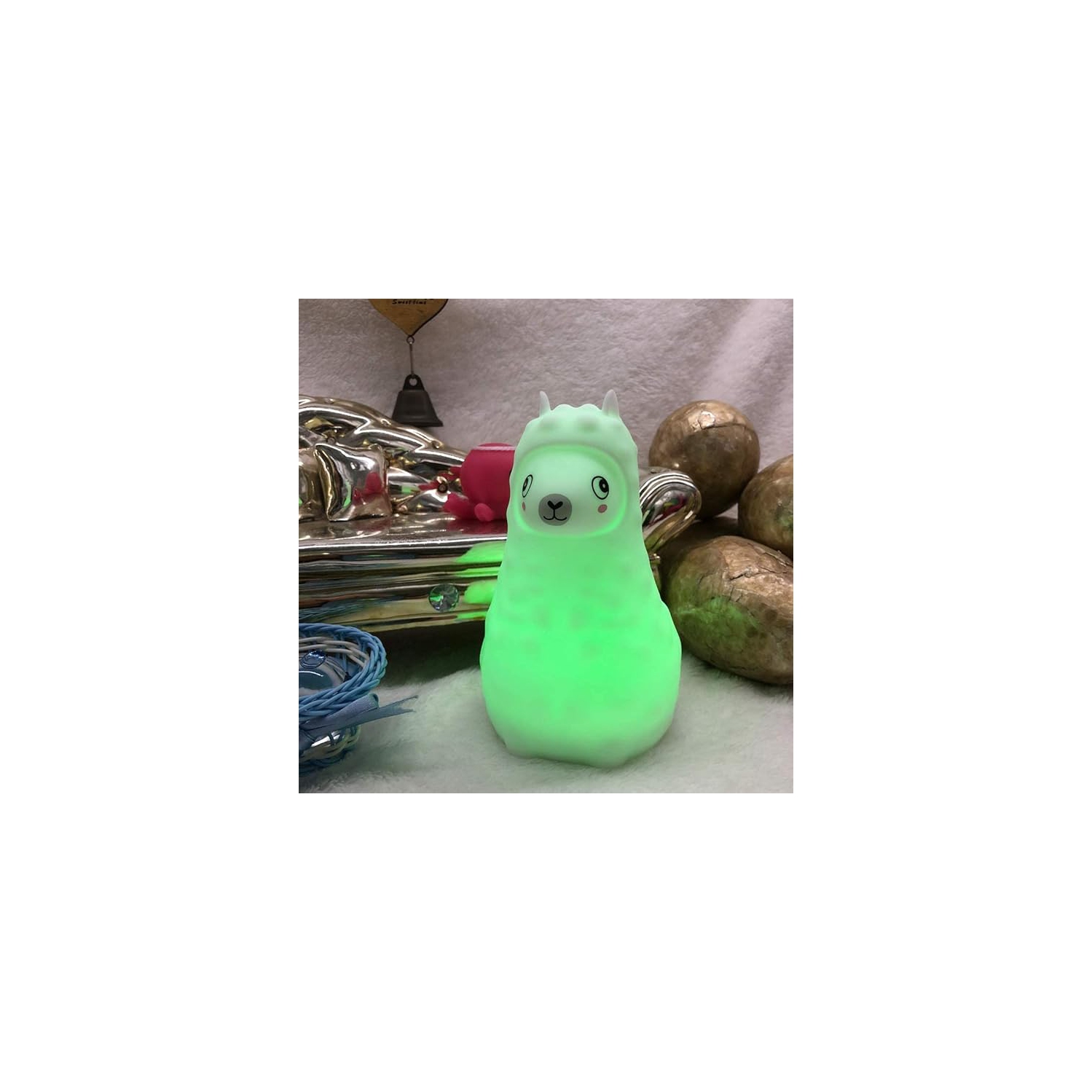Veilleuse pour enfants Animal Alpaca, lampe de chevet LED pour chambre d'enfant, lampe en silicone souple rechargeable, luminosité et couleurs