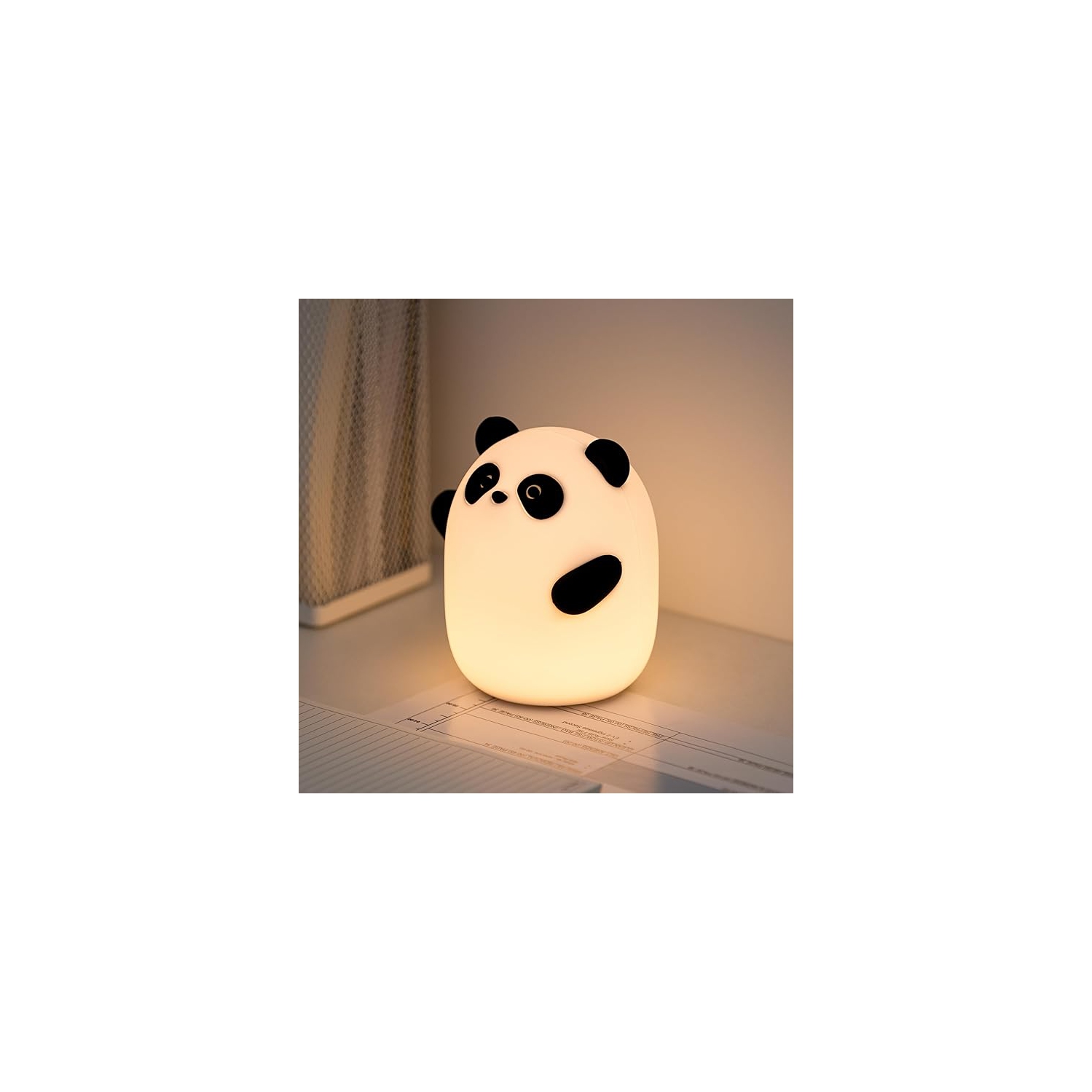 Veilleuse Panda en silicone, lampe LED à commande automatique avec éclairage doux réglable à 3 niveaux, veilleuse rechargeable avec minuterie et