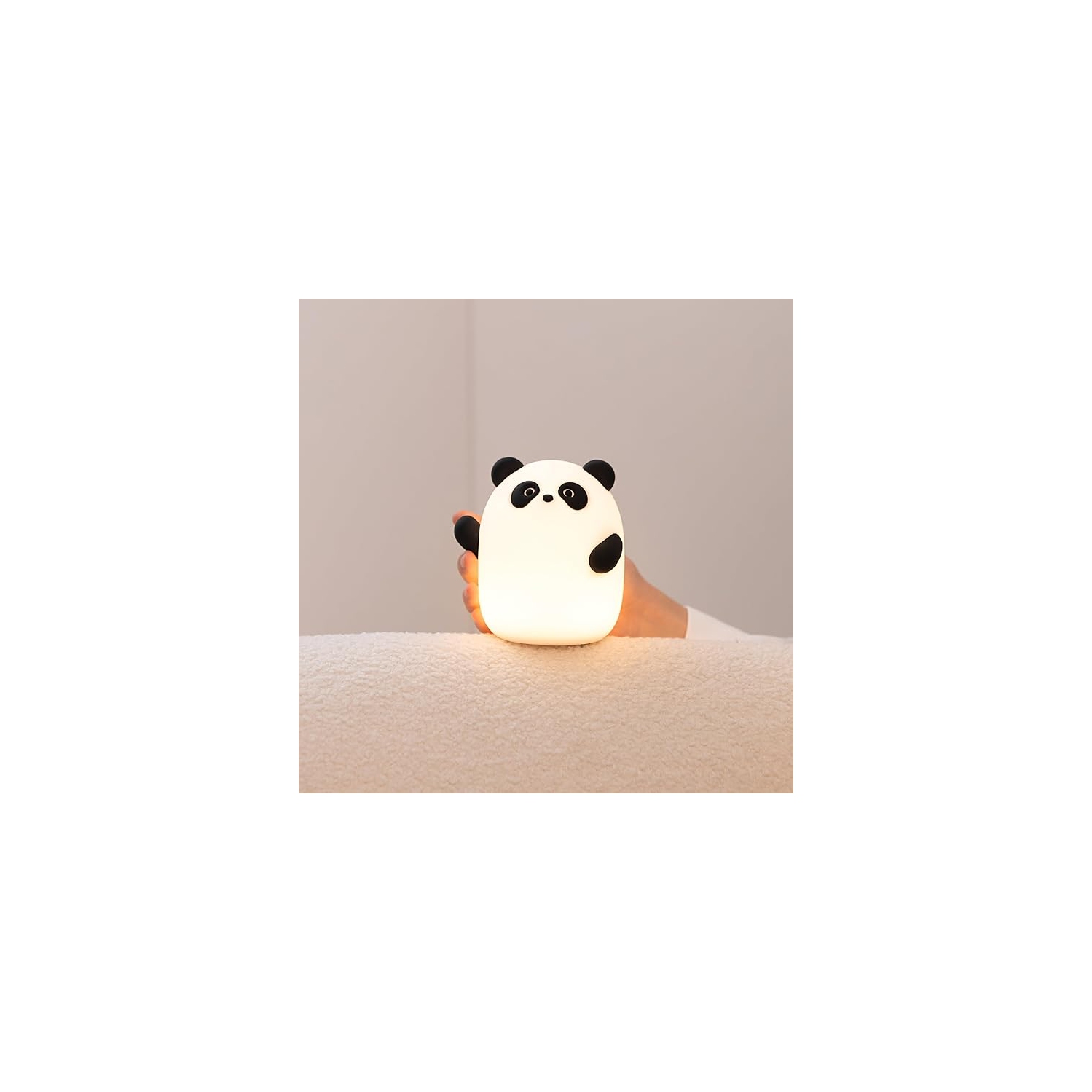 Veilleuse Panda en silicone, lampe LED à commande automatique avec éclairage doux réglable à 3 niveaux, veilleuse rechargeable avec minuterie et