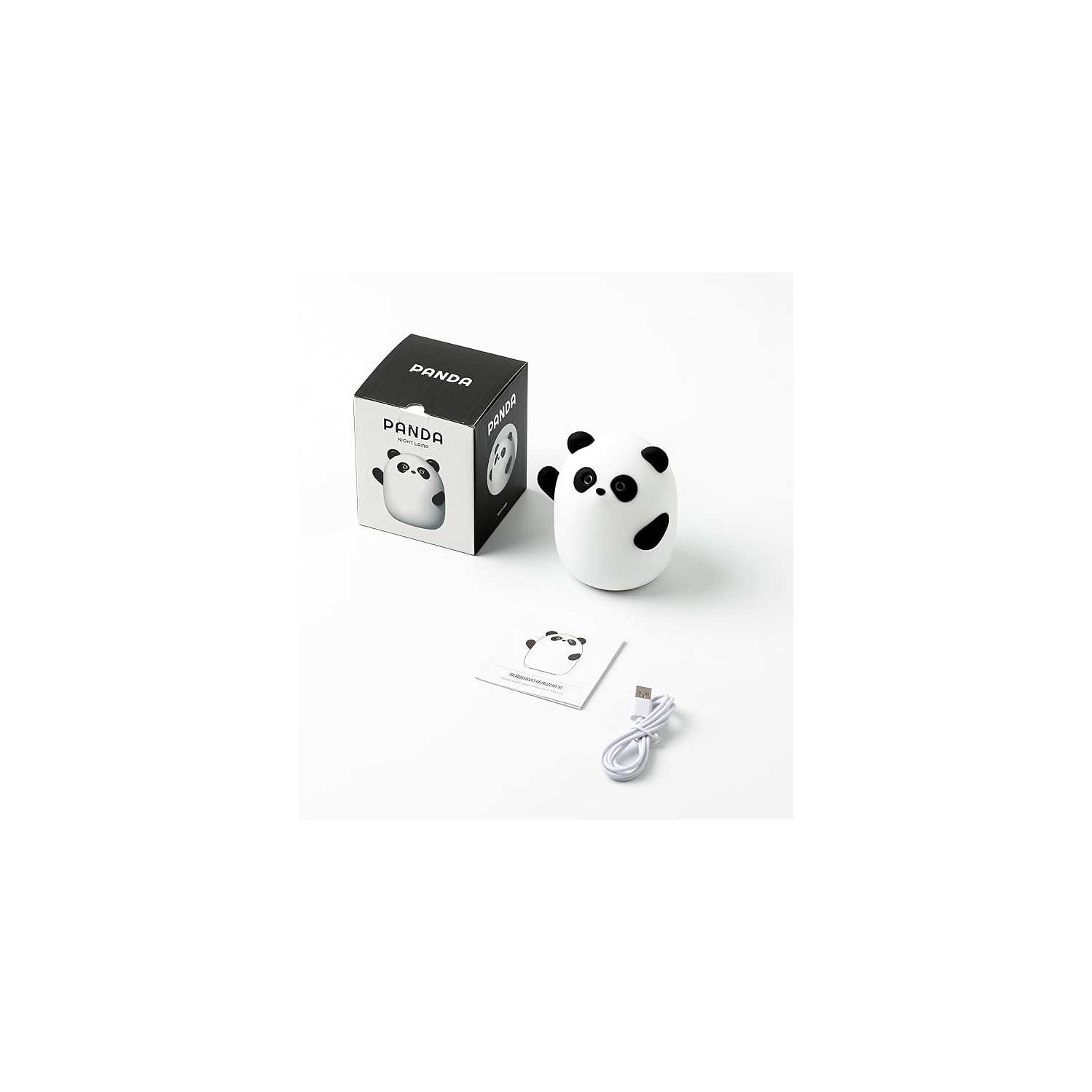 Veilleuse Panda en silicone, lampe LED à commande automatique avec éclairage doux réglable à 3 niveaux, veilleuse rechargeable avec minuterie et
