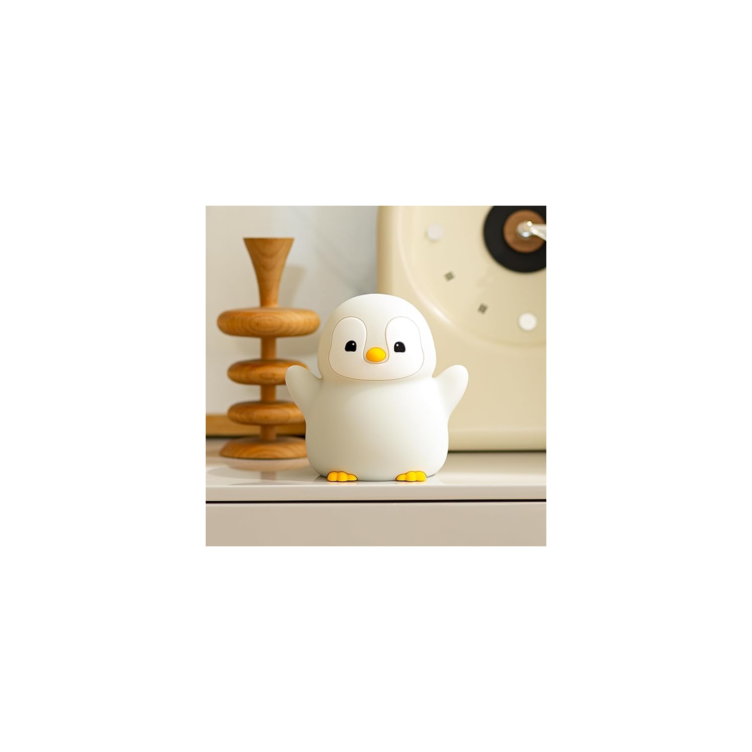 Happy Penguin Night Light, LED Squishy Novelty Animal Lamp, Food Grade Silicone, 2 Level Dimmable, Nursery Night Light for Desk Decor