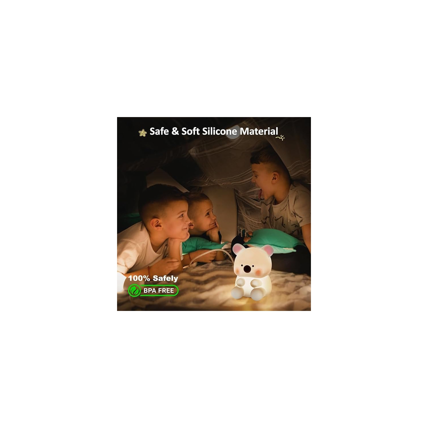 Toddler Night Light, Squishy Night Light for Kids with 2 Level Brightness and Timer, Baby Night Lights for Nursery, Rechargeable Touch Night Lamp