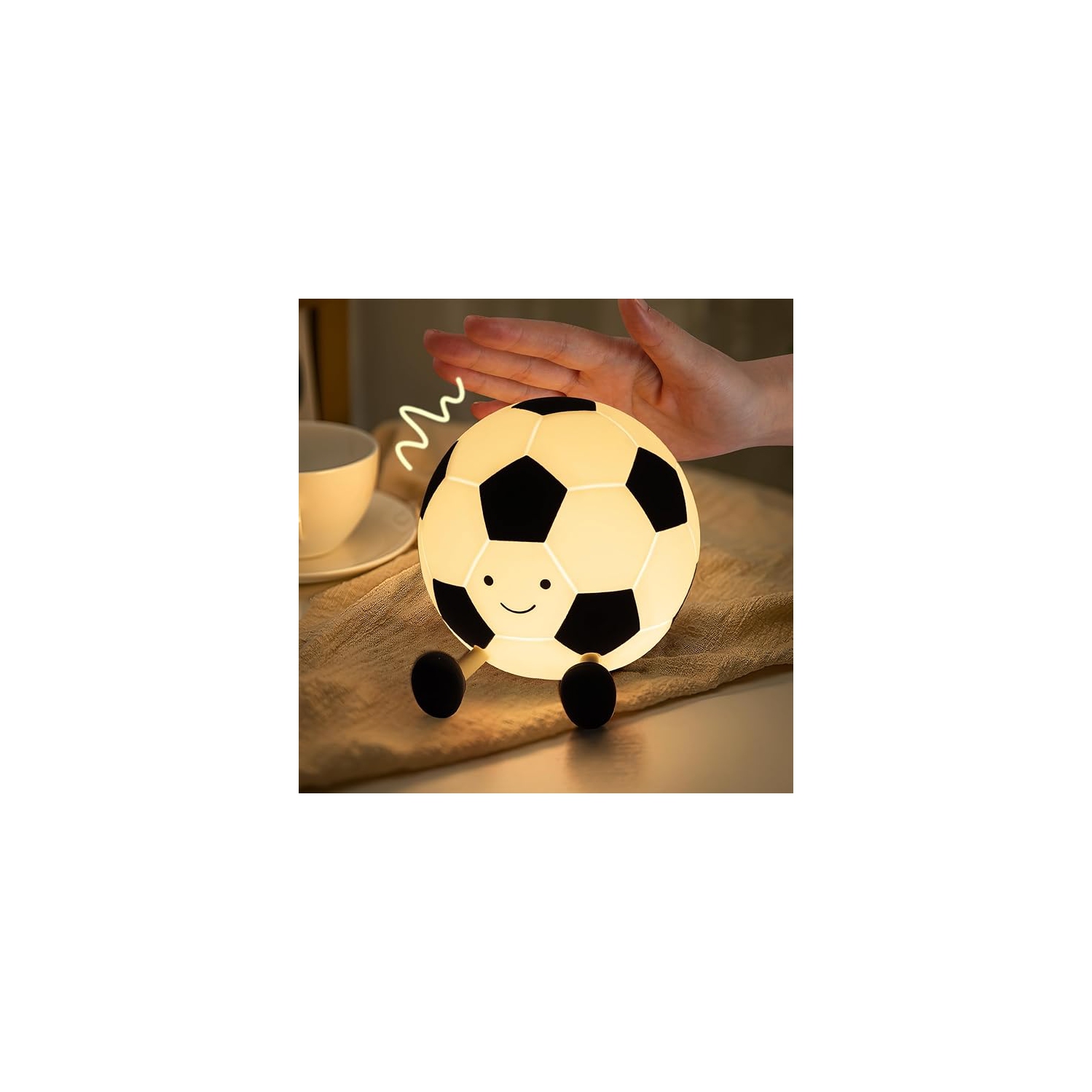 Veilleuse de soccer pour garçons Lampe lumineuse en silicone à intensité réglable pour décoration de chambre de garçon Cadeaux de Noël pour enfants