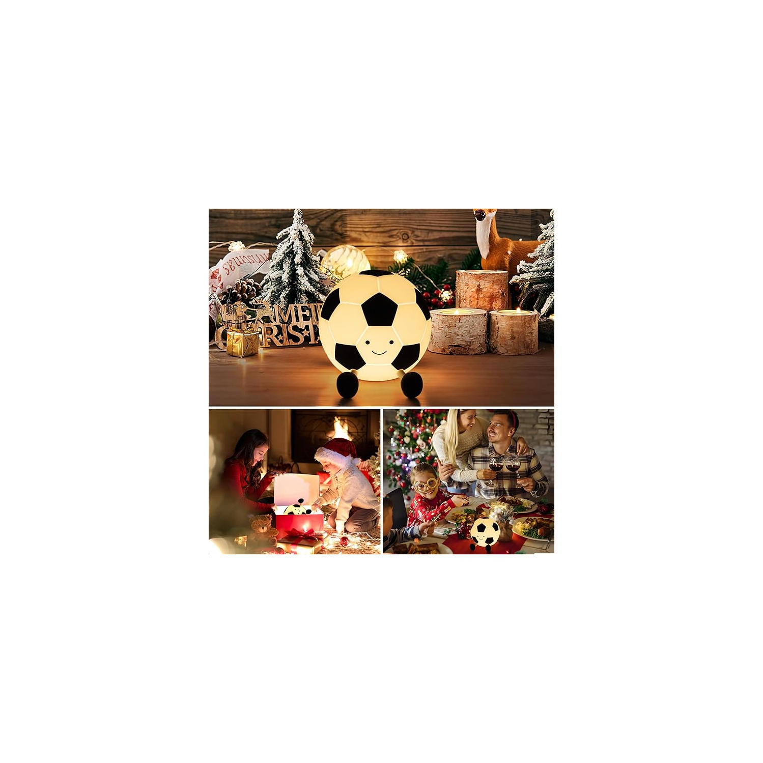 Veilleuse de soccer pour garçons Lampe lumineuse en silicone à intensité réglable pour décoration de chambre de garçon Cadeaux de Noël pour enfants