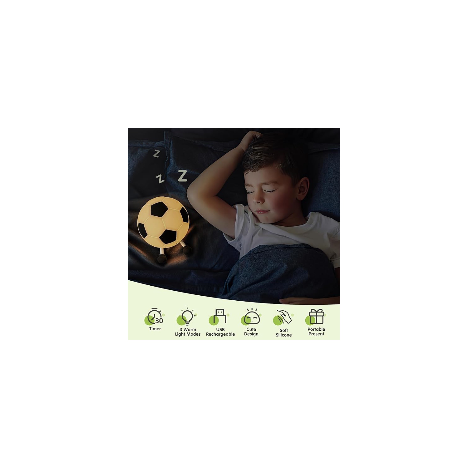 Veilleuse de soccer pour garçons Lampe lumineuse en silicone à intensité réglable pour décoration de chambre de garçon Cadeaux de Noël pour enfants