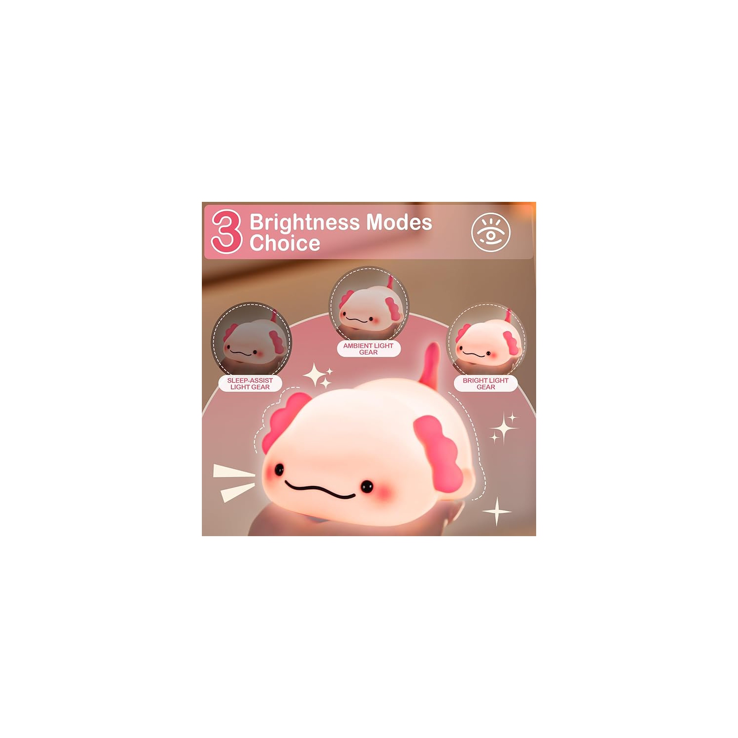 Axolotl Night Light for Kids, Rechargeable Cute Squishy lamp - Silicone Adorable Christmas Axolotl Gifts for Kids -ouch Light