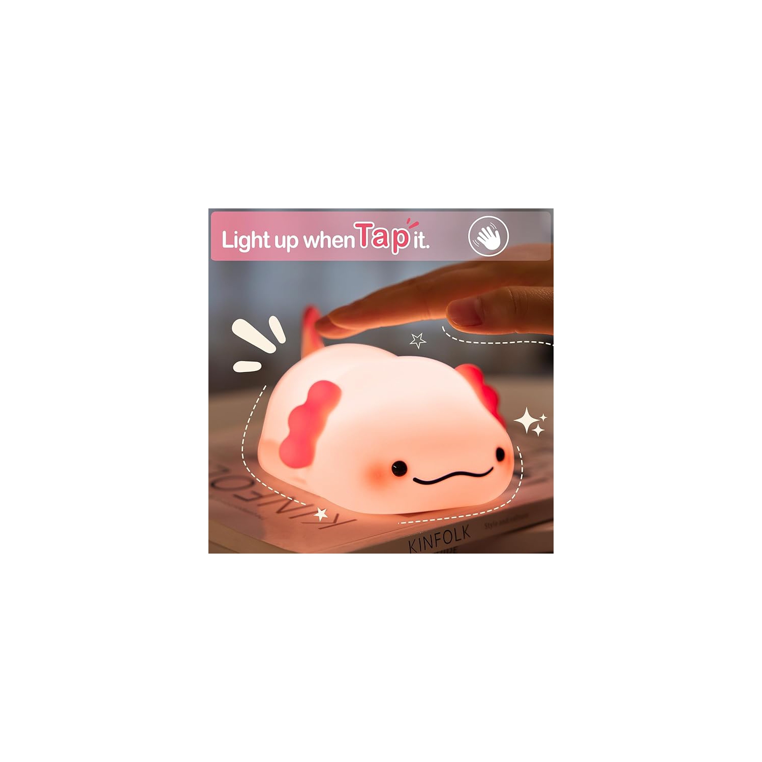 Axolotl Night Light for Kids, Rechargeable Cute Squishy lamp - Silicone Adorable Christmas Axolotl Gifts for Kids -ouch Light