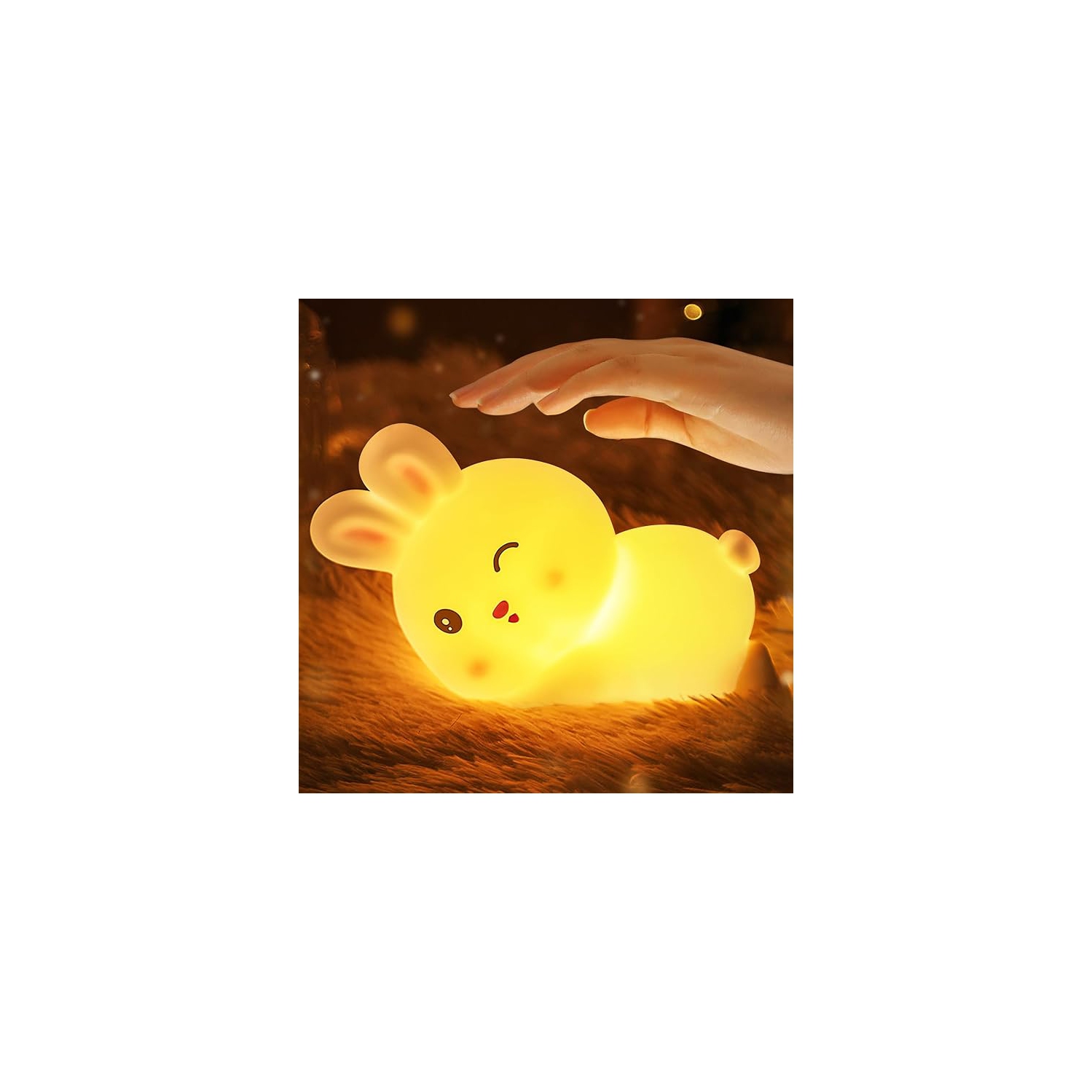 Veilleuse lapin pour fille, veilleuse à piles pour enfant, jolis objets pour décoration de chambre d'enfant, lampe portative rechargeable LED de 7
