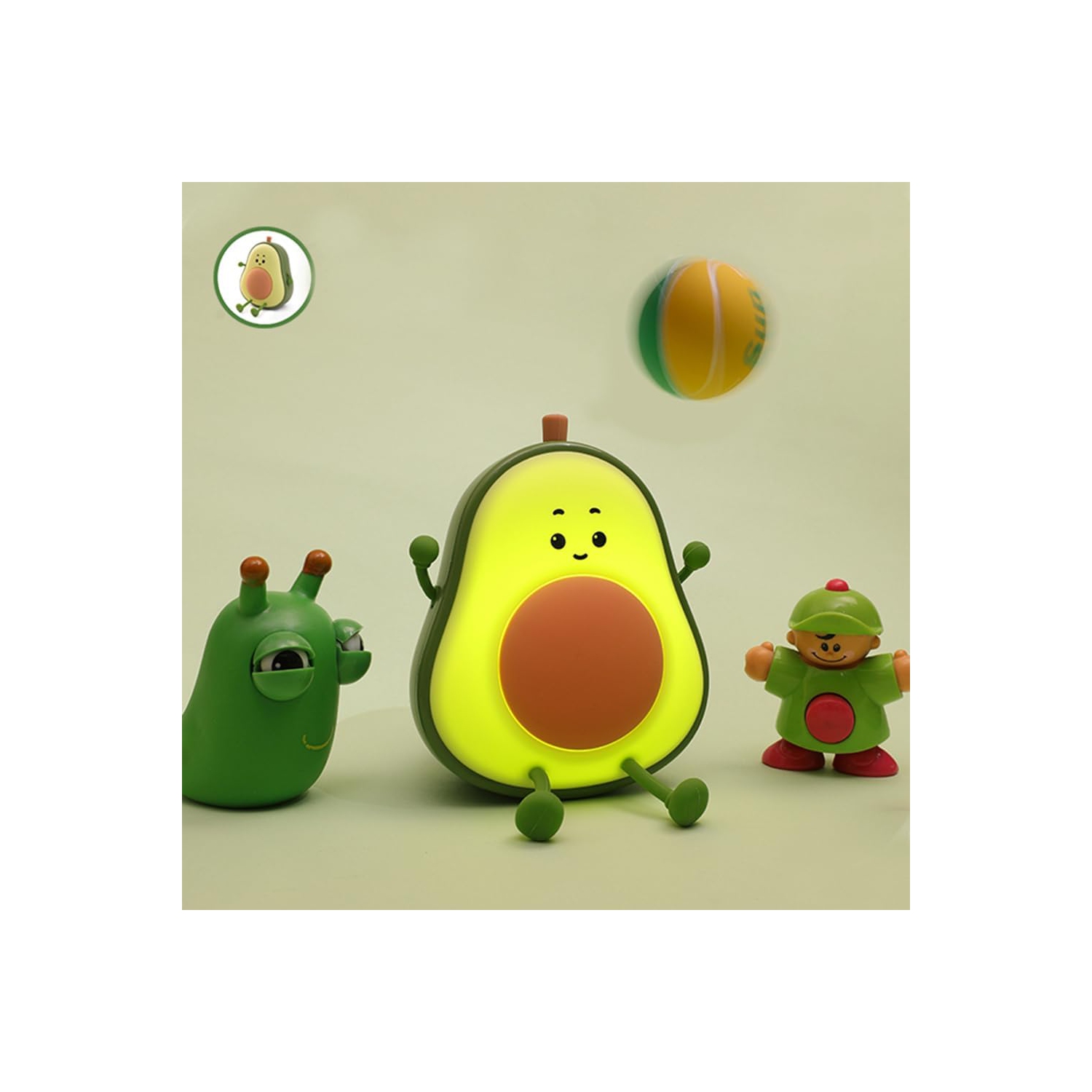 Avocado Night Light, Fruit Night Lamp for Kids Bedroom USB Rechargeable Lamps 3 Brightness Levels, Nursery Bedside Delay-Off Night Light, Pink