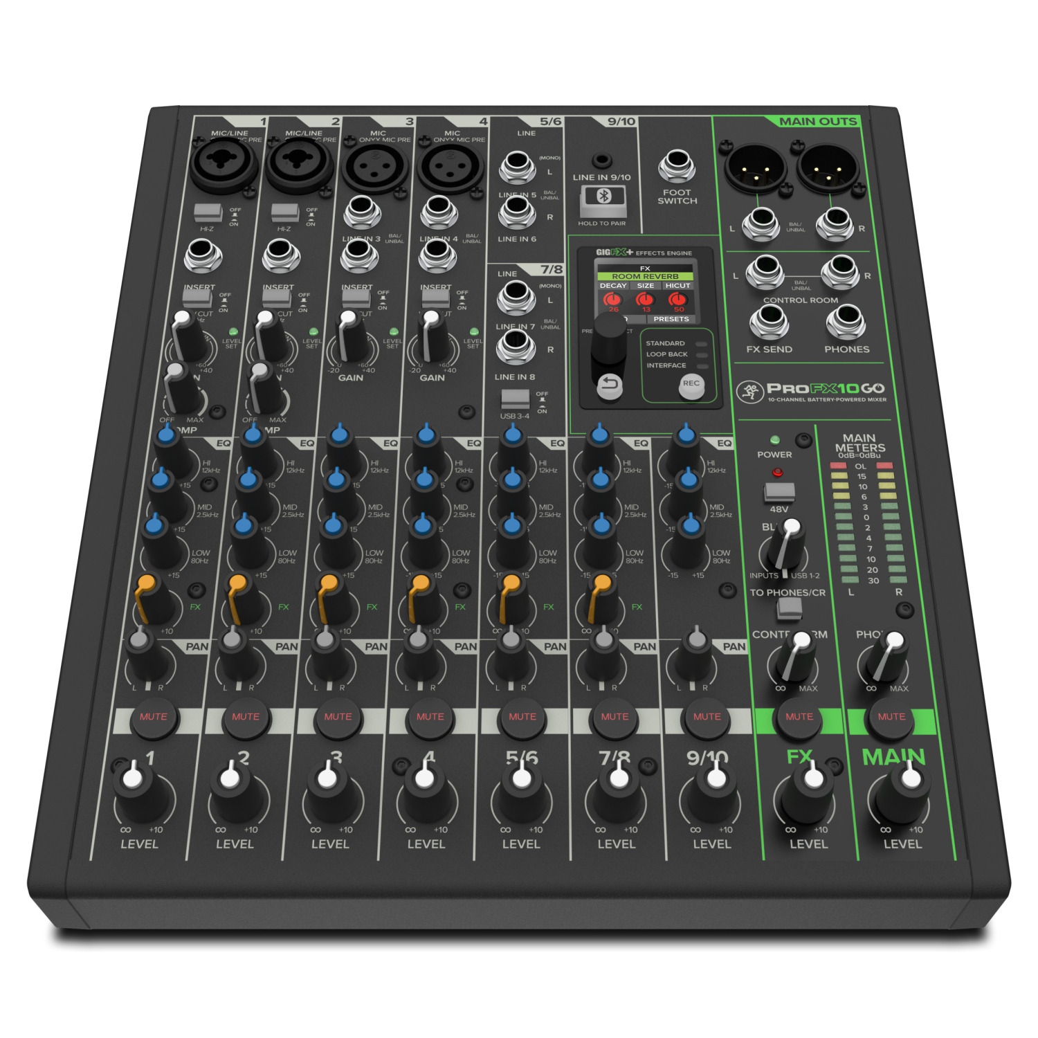 Console de mixage à batterie 10 canaux ProFX10 GO de Mackie avec Bluetooth