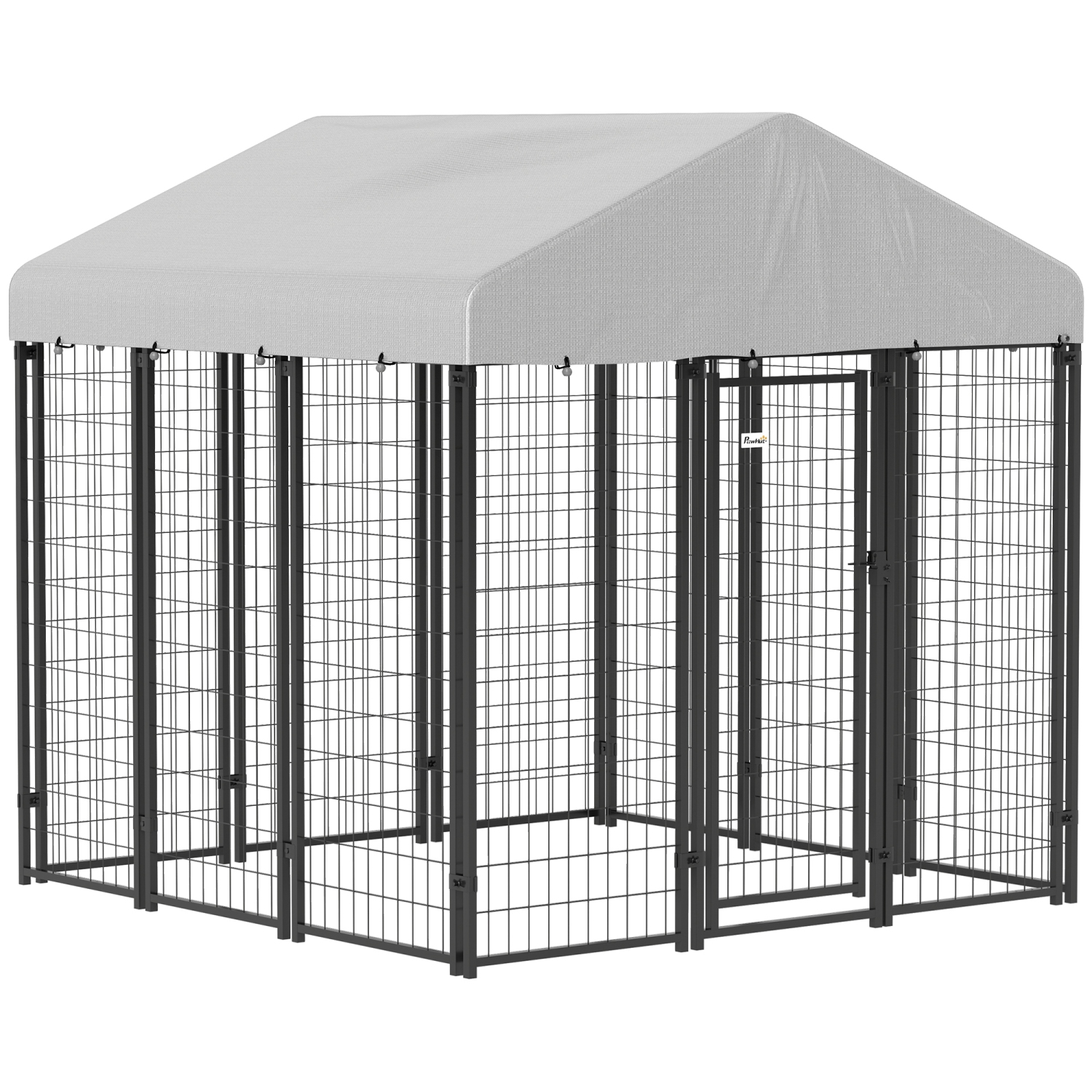 PawHut – Grande clôture d'extérieur en fil métallique soudé pour chiens, 6 x 6 x 6 pi, housse imperméable et résistante aux rayons UV, verrouillage