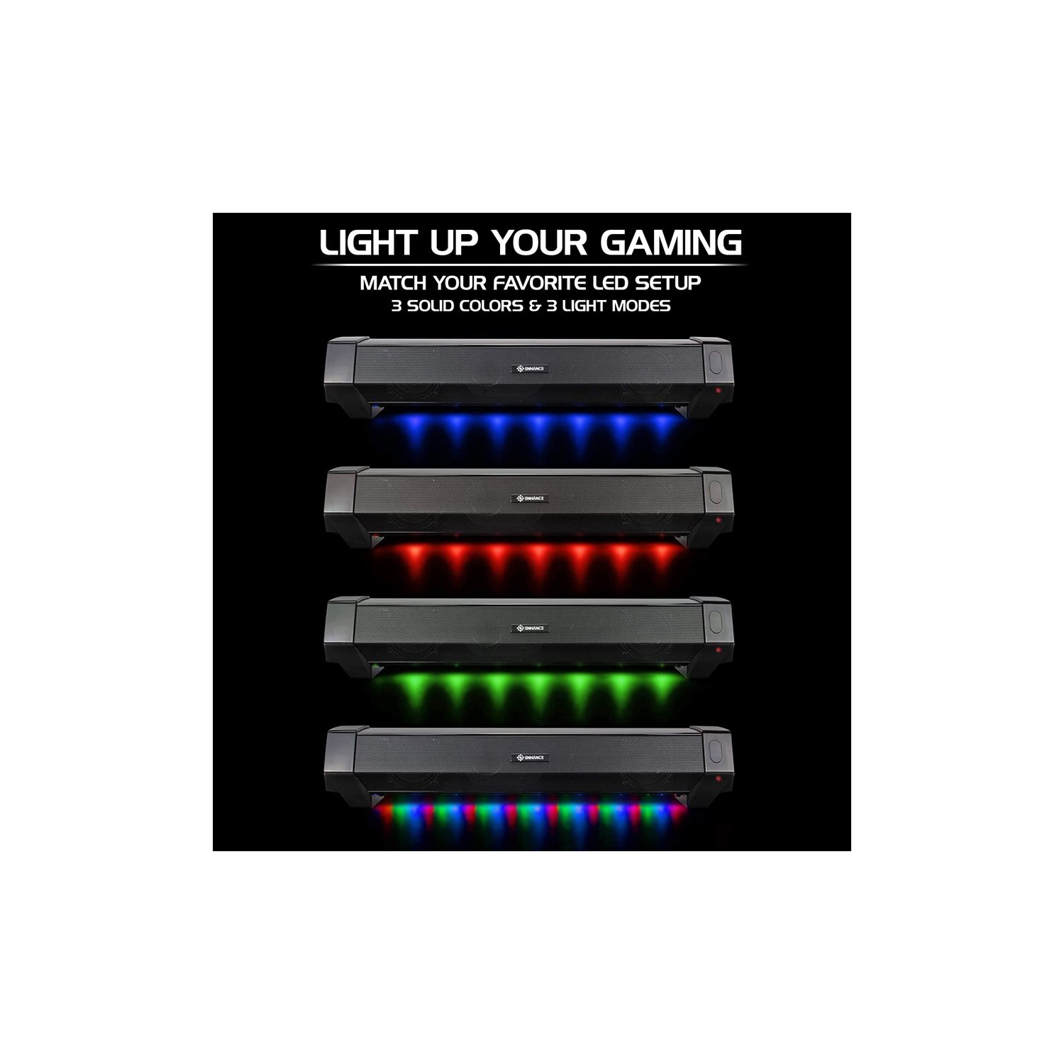 Enhance ENPCSM2100BKUS ATTACK Under-Monitor Gaming Speaker Soundbar with Multicolor LEDs