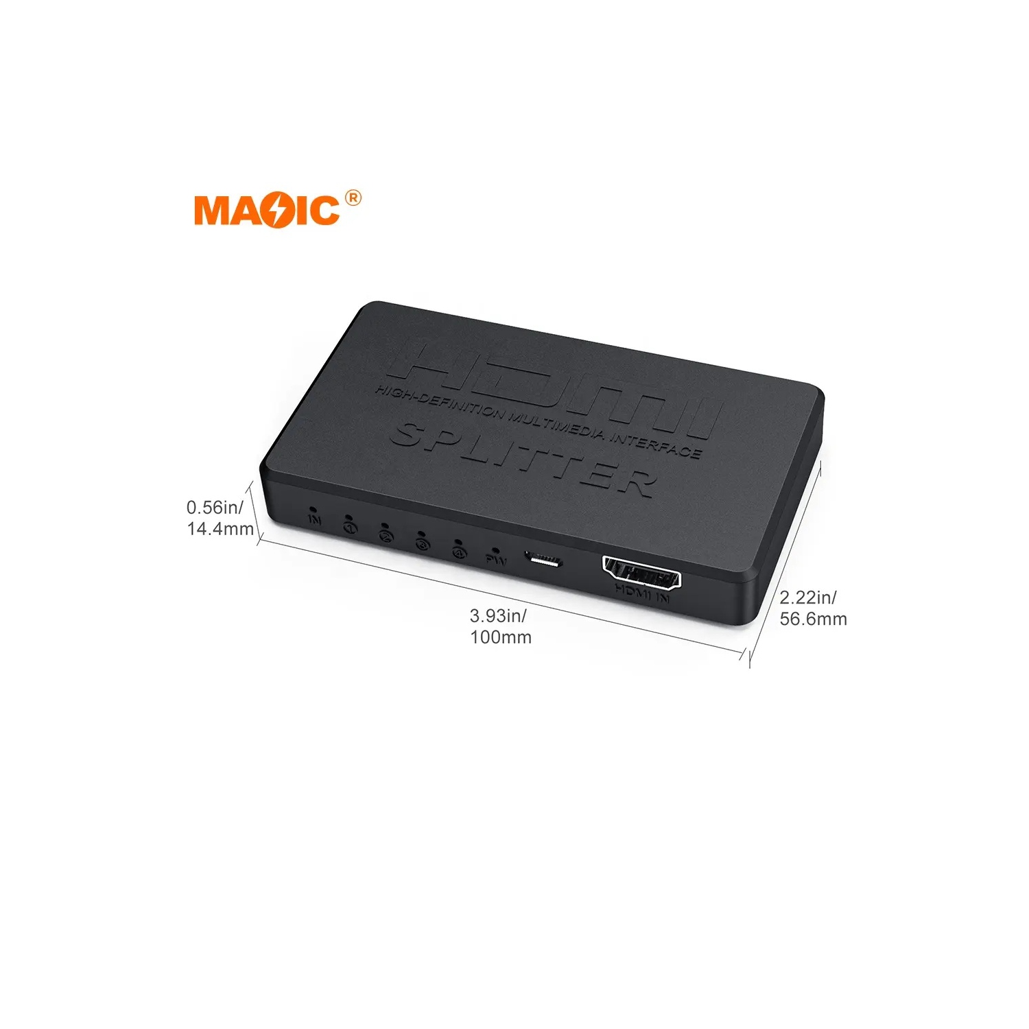 HDMI Splitter 1 in 4 Out, 4K HDMI Splitter Support Duplicate/Mirror 1 Source Screen to 4 HDMI Display Devices(Not Extend), 4 Port HDMI Splitter for