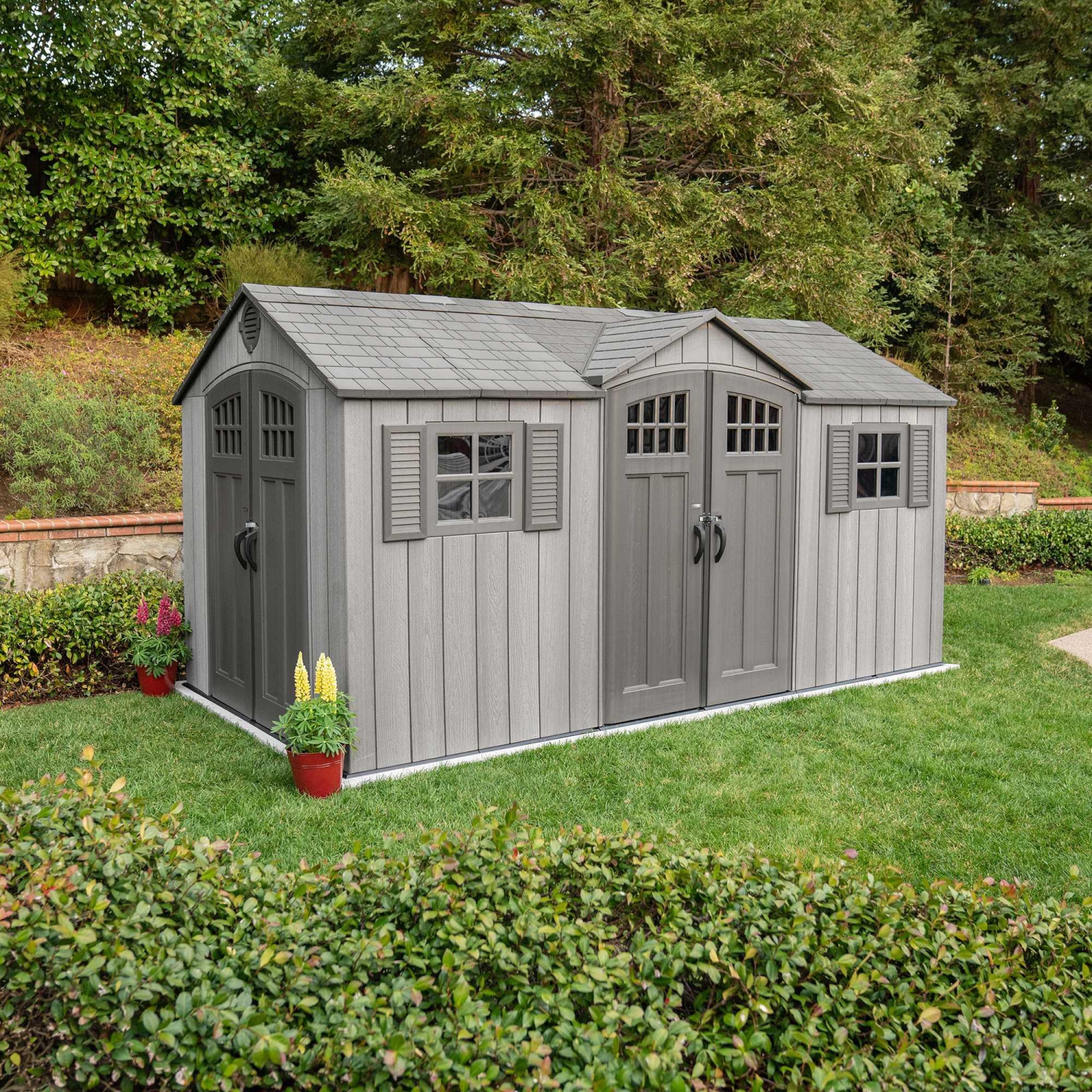 Outdoor Storage Shed, 15' x 8' With Dual Side Entry