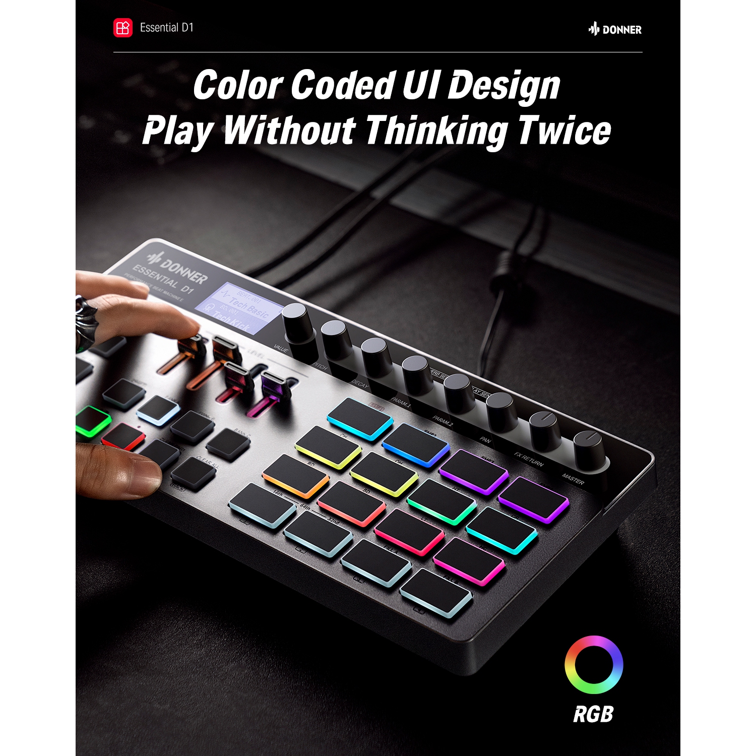 Boîte ouverte - Machine à tambour Beat Machine D1 Performance de Donner Essential