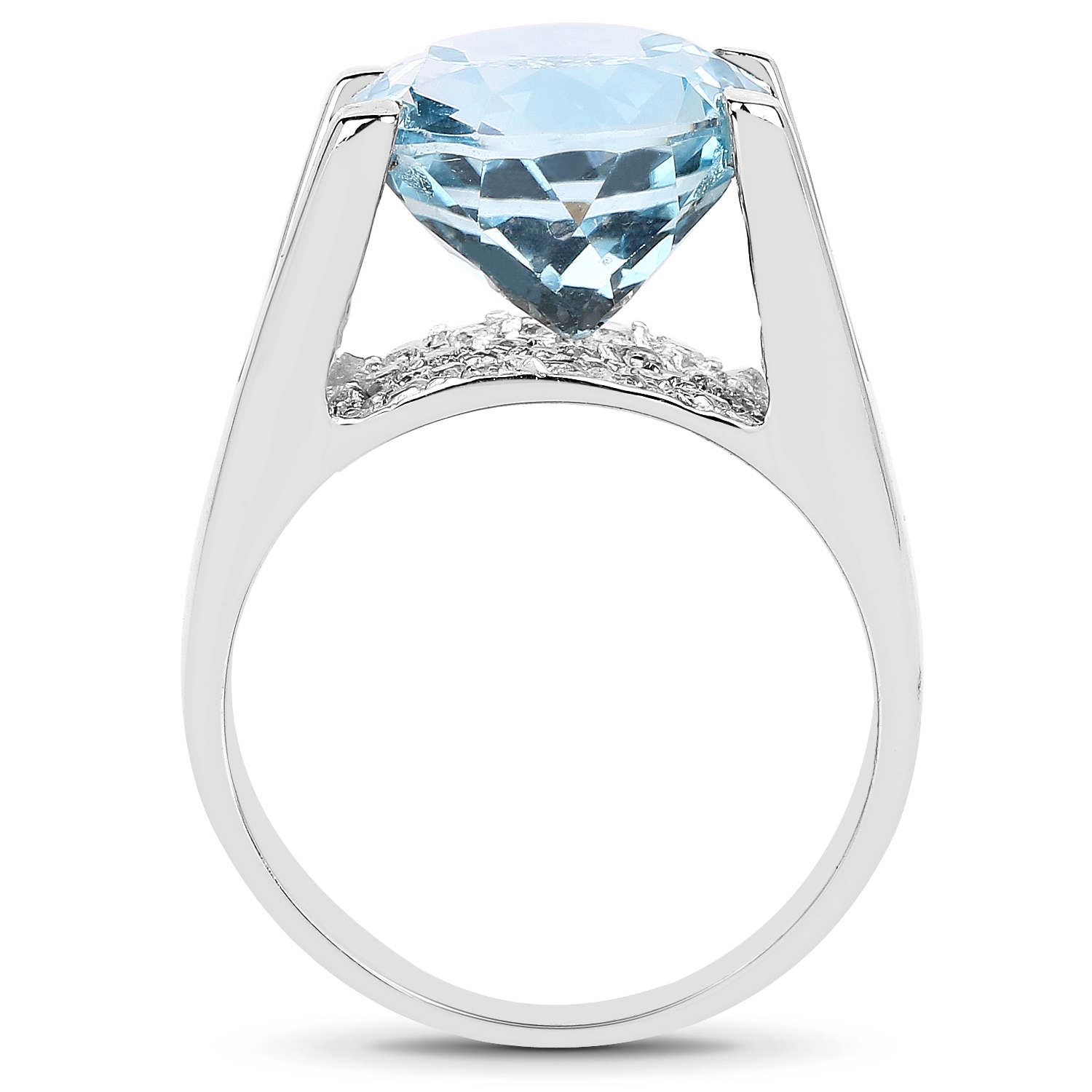 7.21&nbsp;carat Bague .925 en argent sterling, topaze bleue véritable et zircon cubique blanc