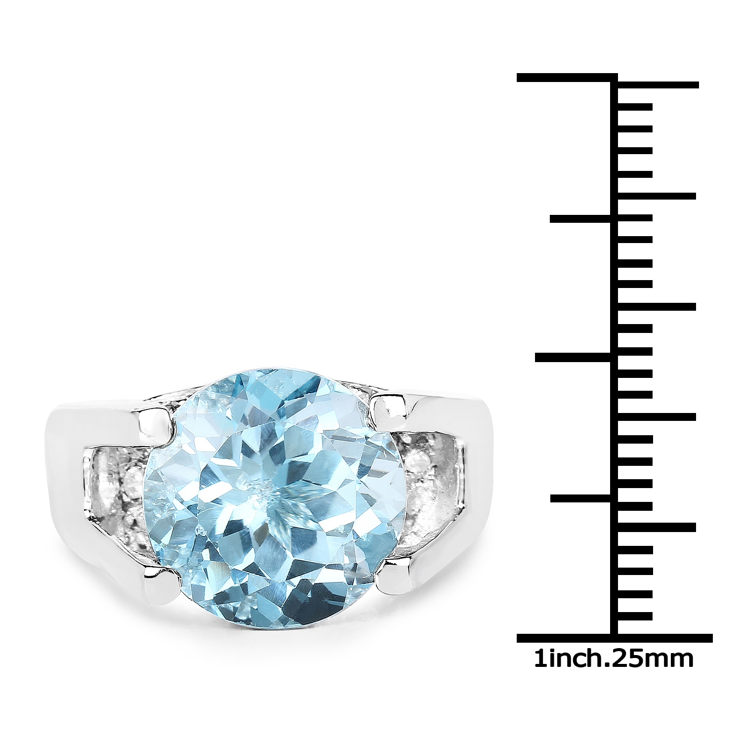 7.21&nbsp;carat Bague .925 en argent sterling, topaze bleue véritable et zircon cubique blanc