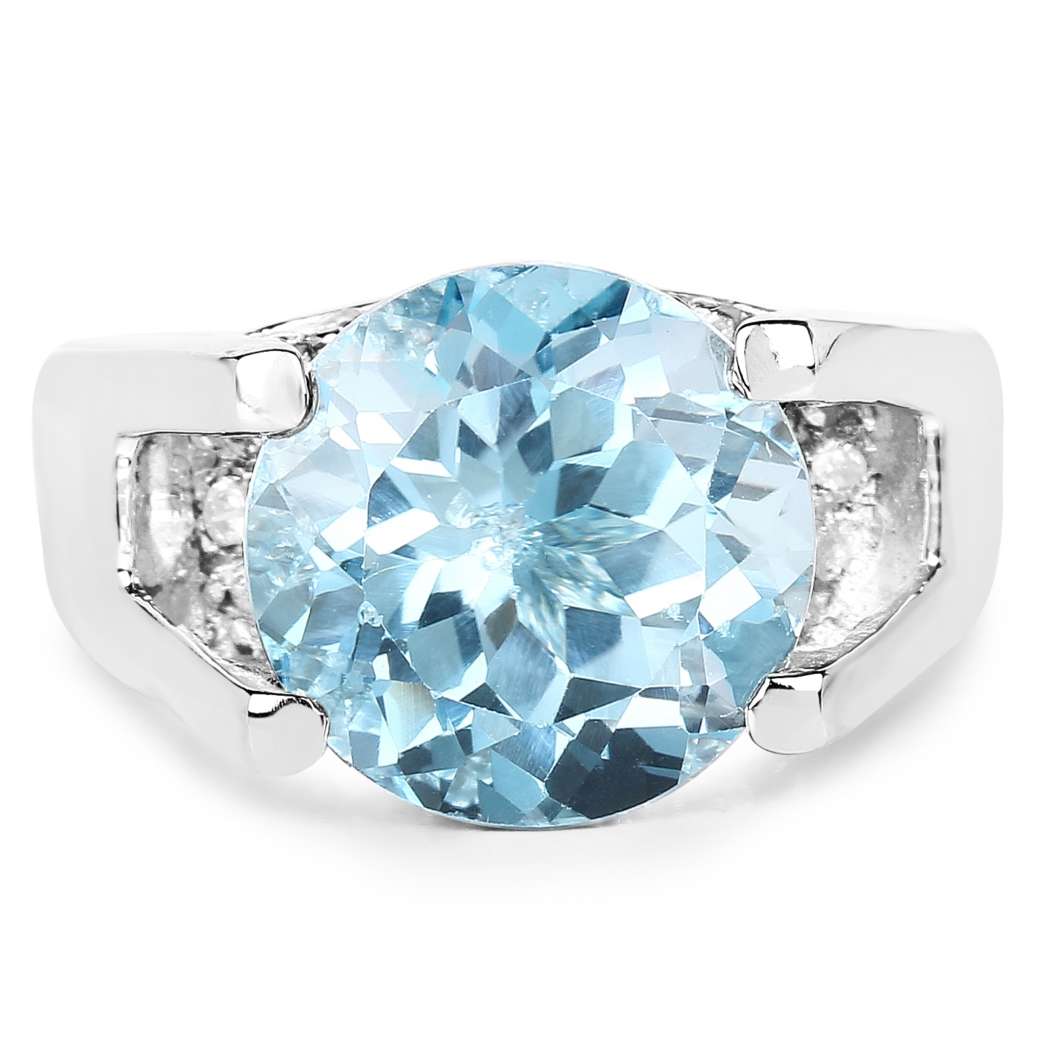 7.21&nbsp;carat Bague .925 en argent sterling, topaze bleue véritable et zircon cubique blanc