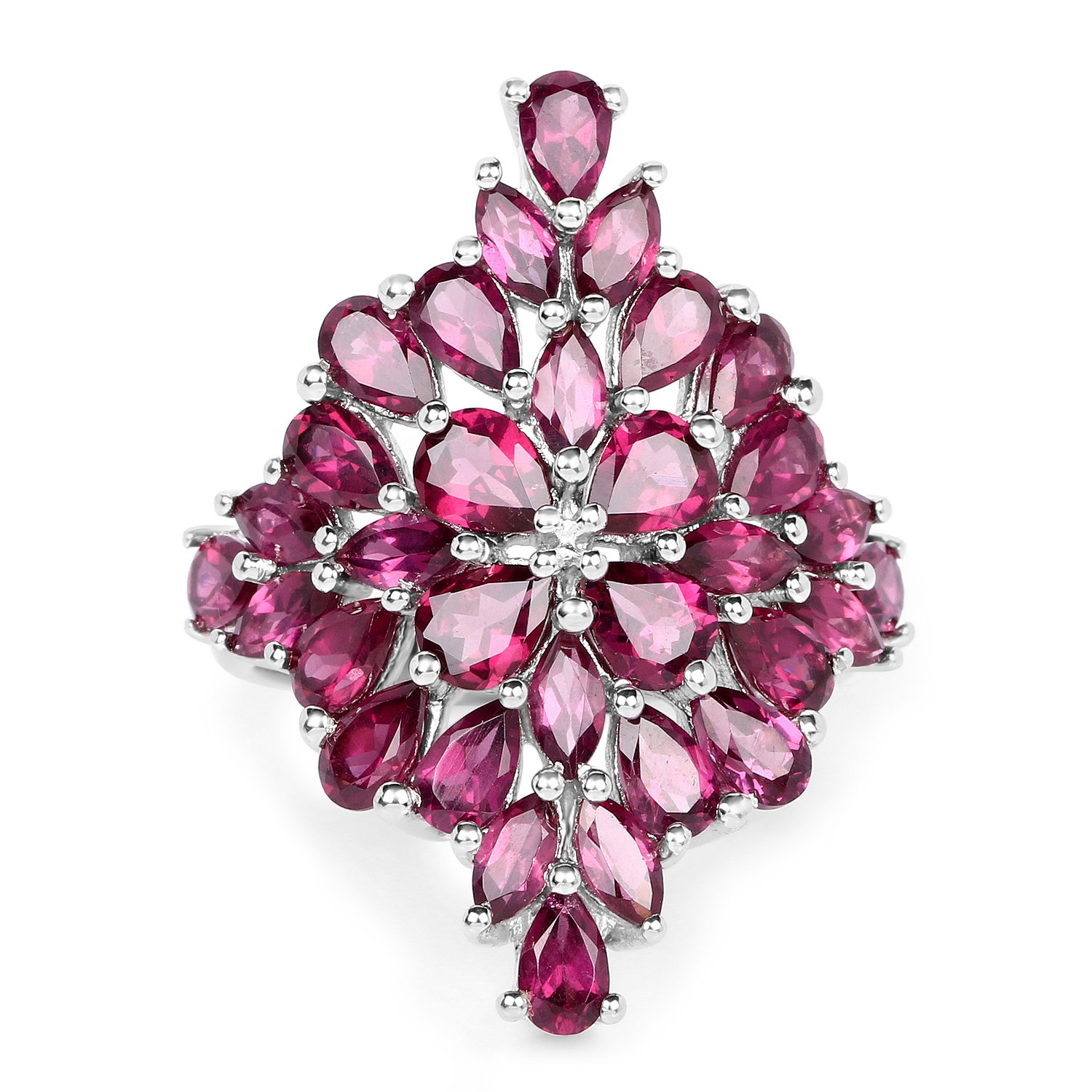 7.52 Carat Genuine Rhodolite .925 Sterling Silver Ring