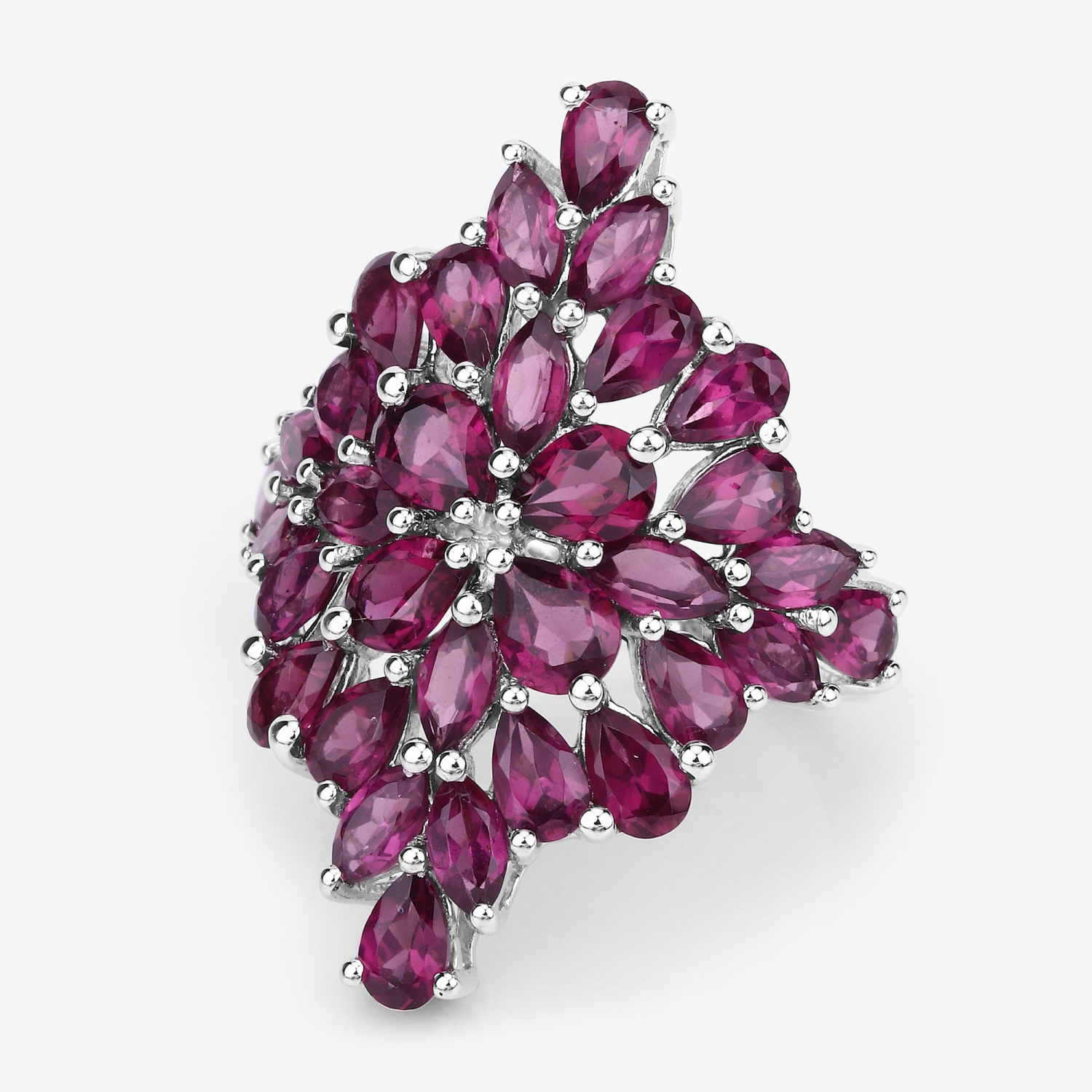 7.52 Carat Genuine Rhodolite .925 Sterling Silver Ring