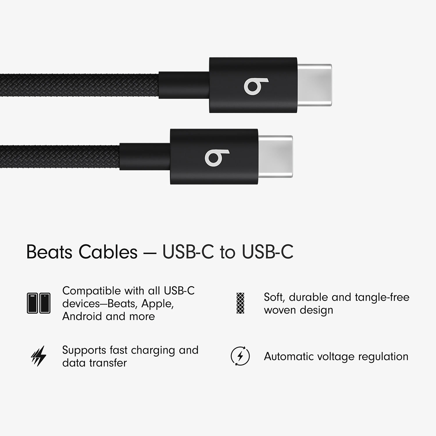 Câble tissé USB-C à USB-C de 1,5 m de Beats By Dr. Dre (MDGA4LL/A) - Noir éclair
