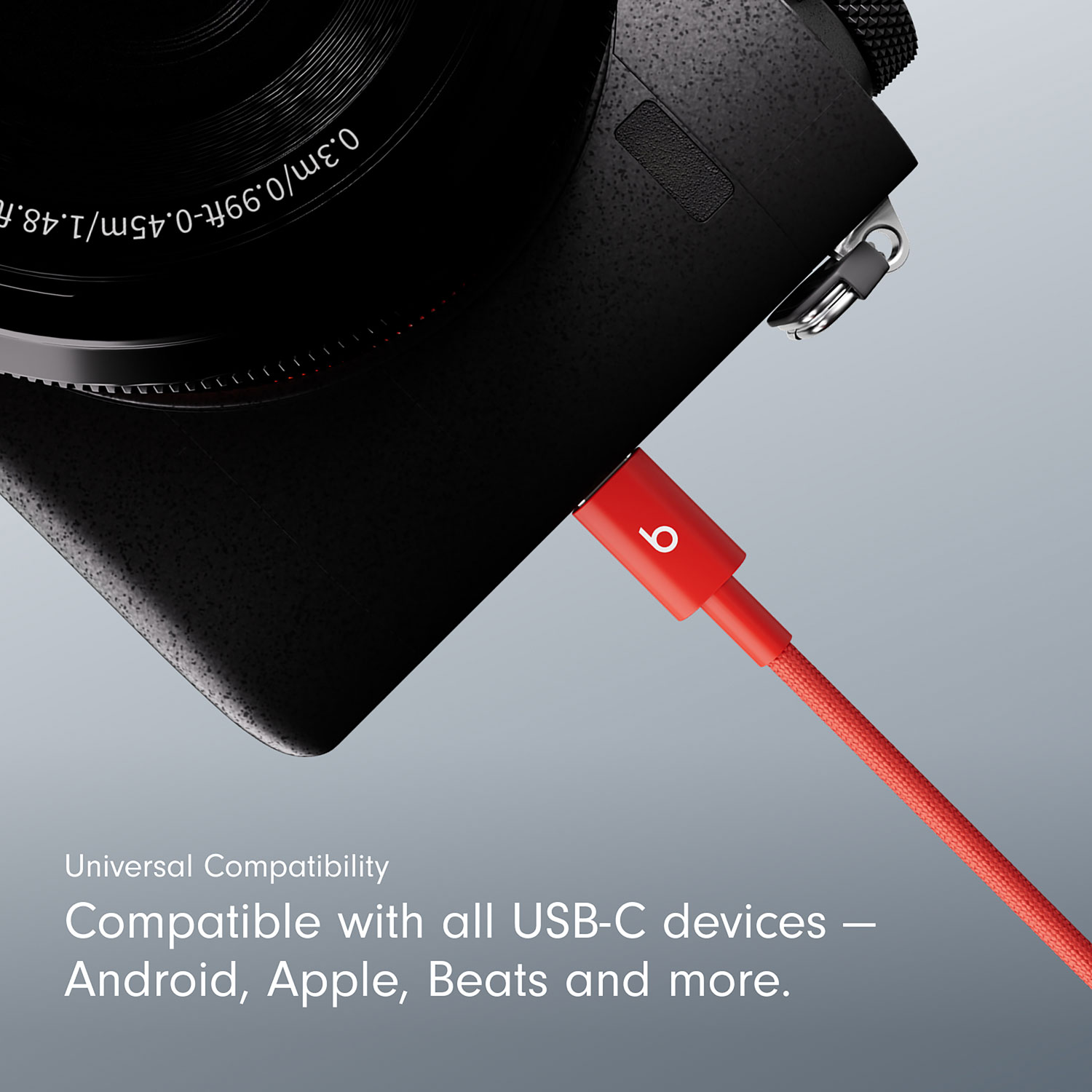 Beats By Dr. Dre 1.5m USB-A to USB-C Woven Cable (MFEJ4LL/A) - Rapid Red