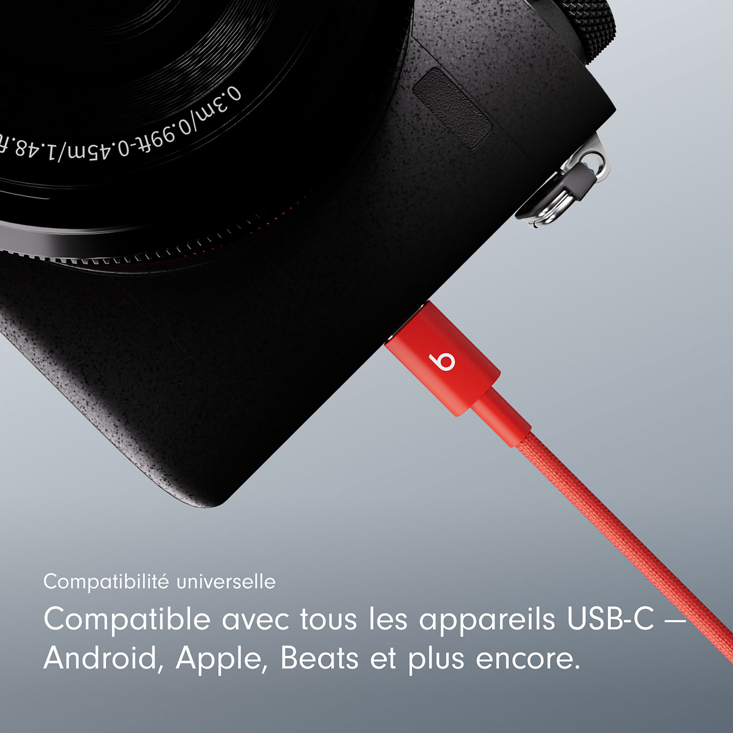 Beats By Dr. Dre 1.5m USB-A to USB-C Woven Cable (MFEJ4LL/A) - Rapid Red